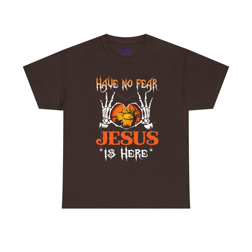 Halloween Faith Tee, Unisex T-Shirt with Skeletons, Jesus is Here, Spooky Season Apparel, Christian Shirt, Autumn Outfit