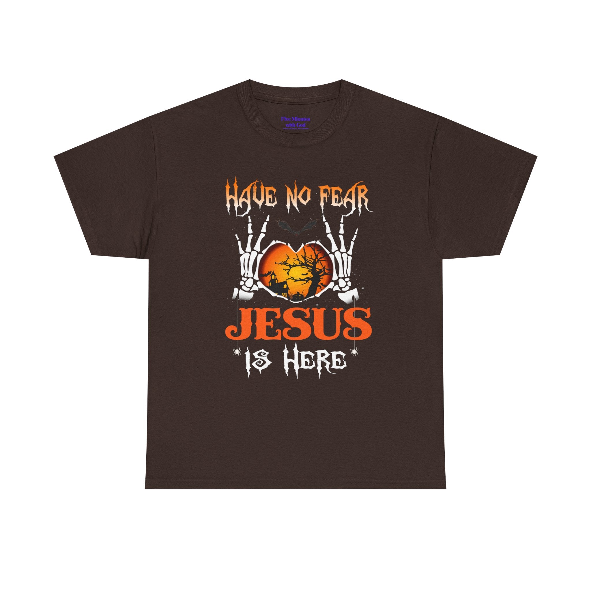 Halloween Faith Tee, Unisex T-Shirt with Skeletons, Jesus is Here, Spooky Season Apparel, Christian Shirt, Autumn Outfit