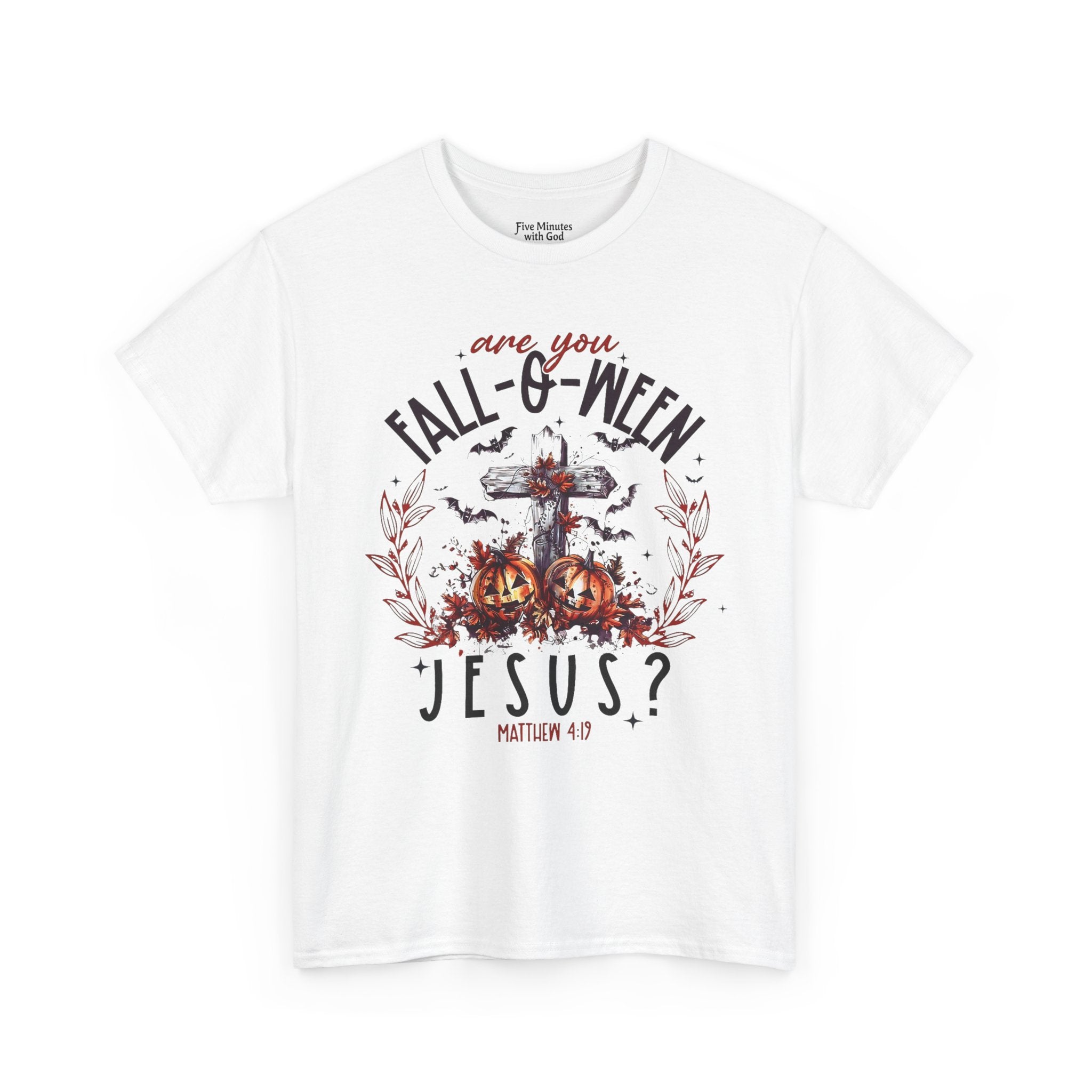 Fall-O-Ween Jesus Unisex Heavy Cotton Tee, Halloween Shirt, Christian T-Shirt, Autumn Apparel, Gift for Him/Her