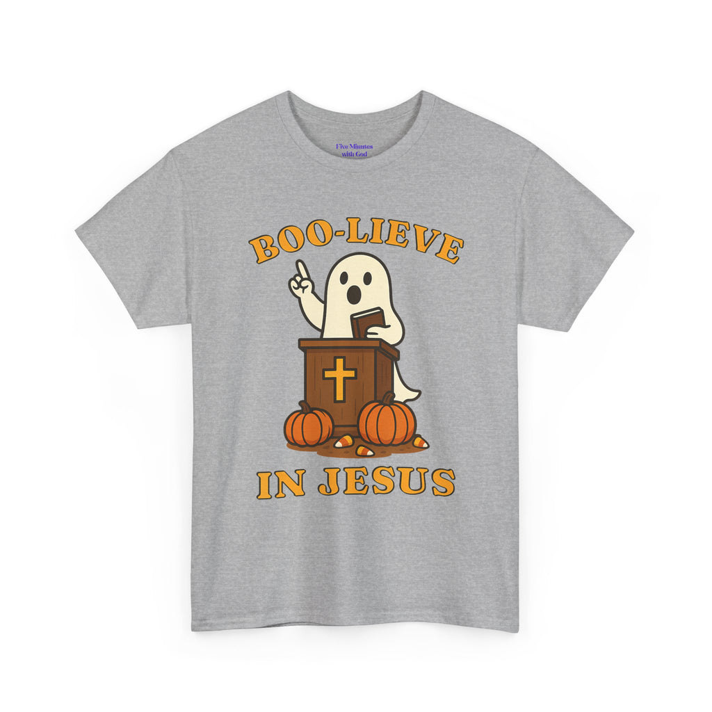 Boo-Lieve in Jesus Tee, Halloween Shirt, Unisex Cotton Tee, Fall Fashion, Religious T-Shirt, Spooky Season Apparel