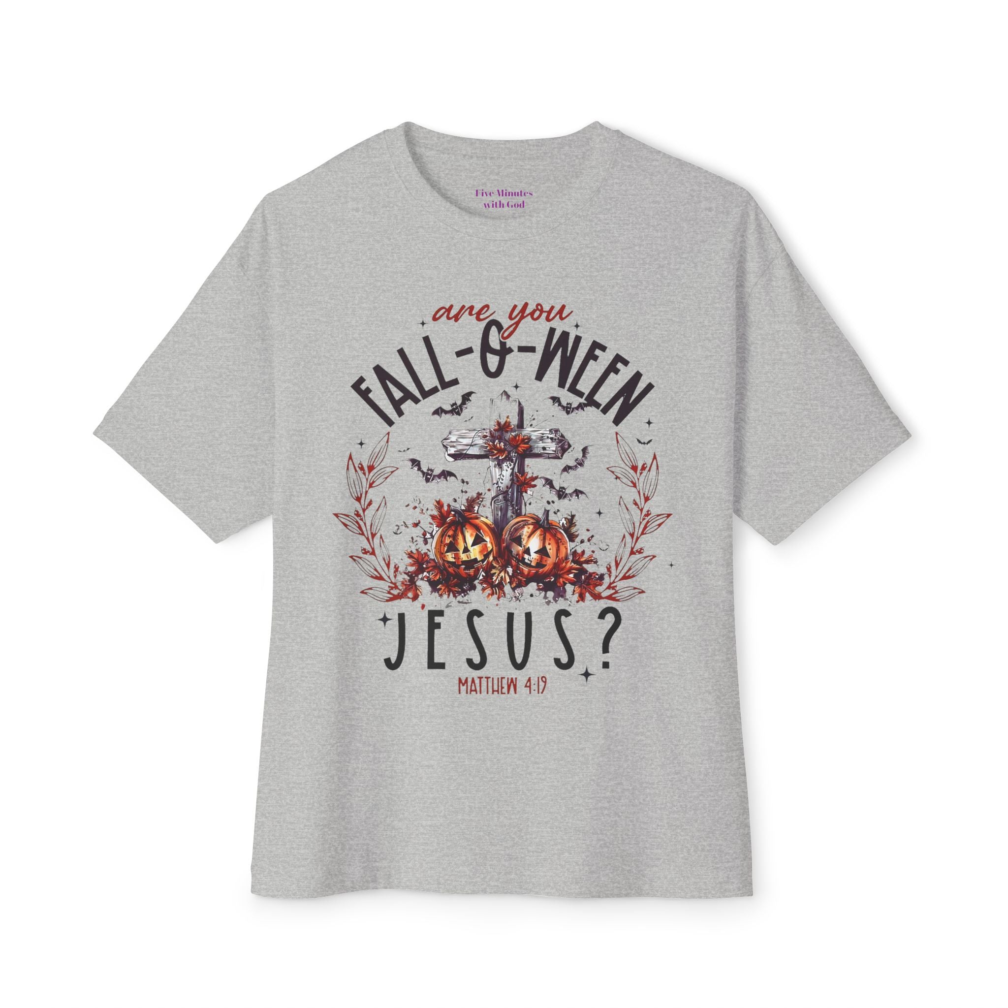 Fall-O-Ween Jesus Boxy Tee, Oversized T-Shirt for Halloween, Unisex, Funny Christian Tee, Casual Fall Wear, Unique Gift Idea