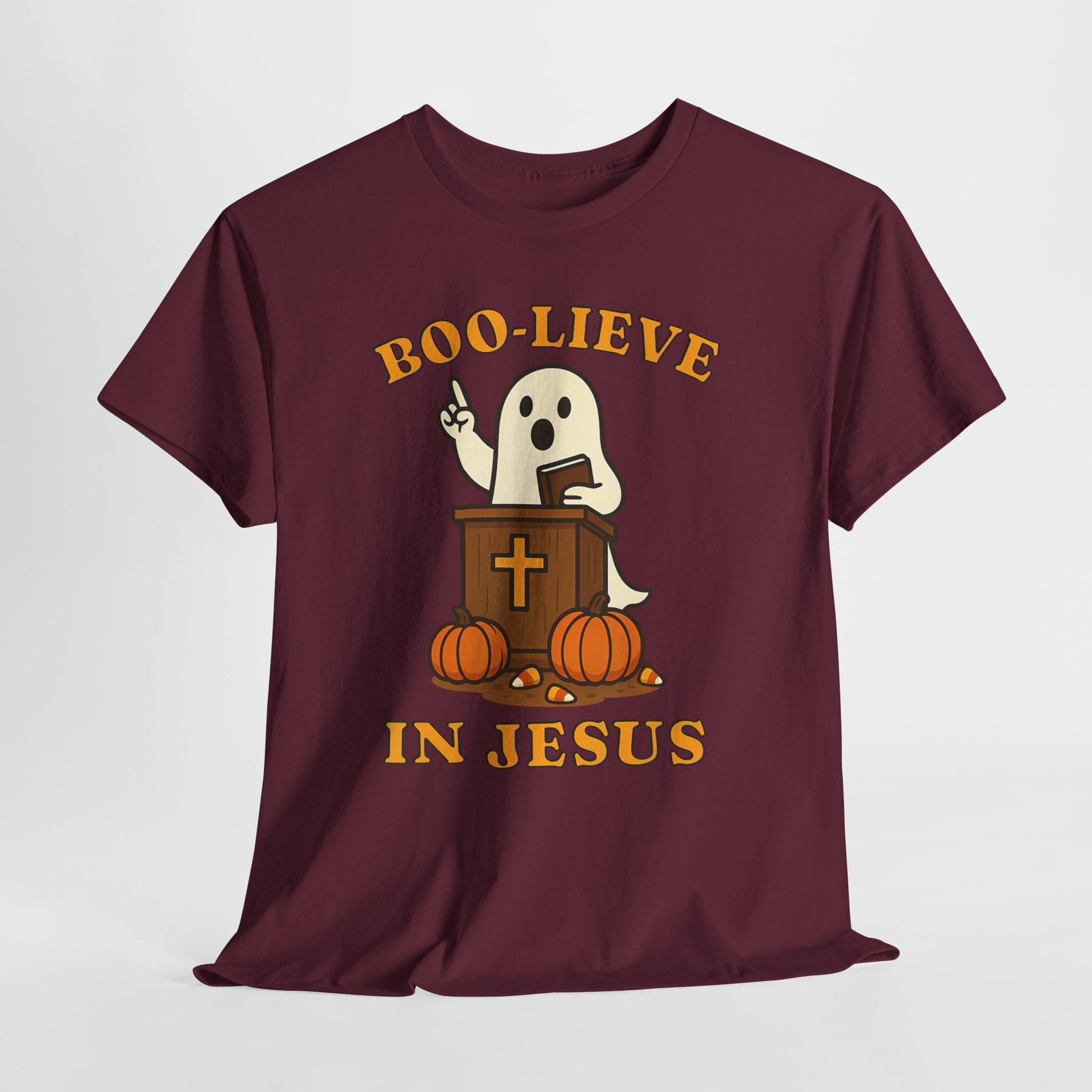 Boo-Lieve in Jesus Tee, Halloween Shirt, Unisex Cotton Tee, Fall Fashion, Religious T-Shirt, Spooky Season Apparel