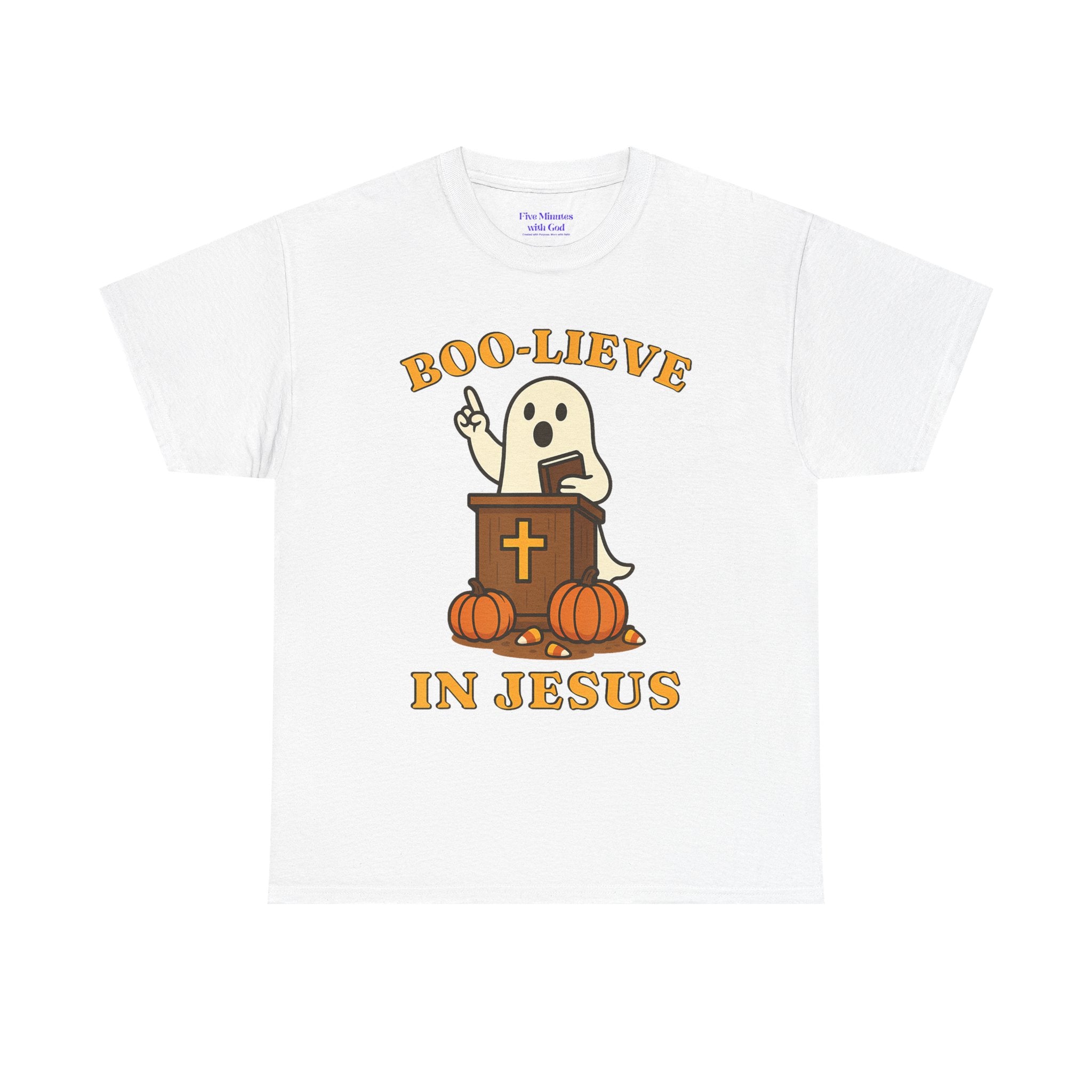 Boo-Lieve in Jesus Tee, Halloween Shirt, Unisex Cotton Tee, Fall Fashion, Religious T-Shirt, Spooky Season Apparel
