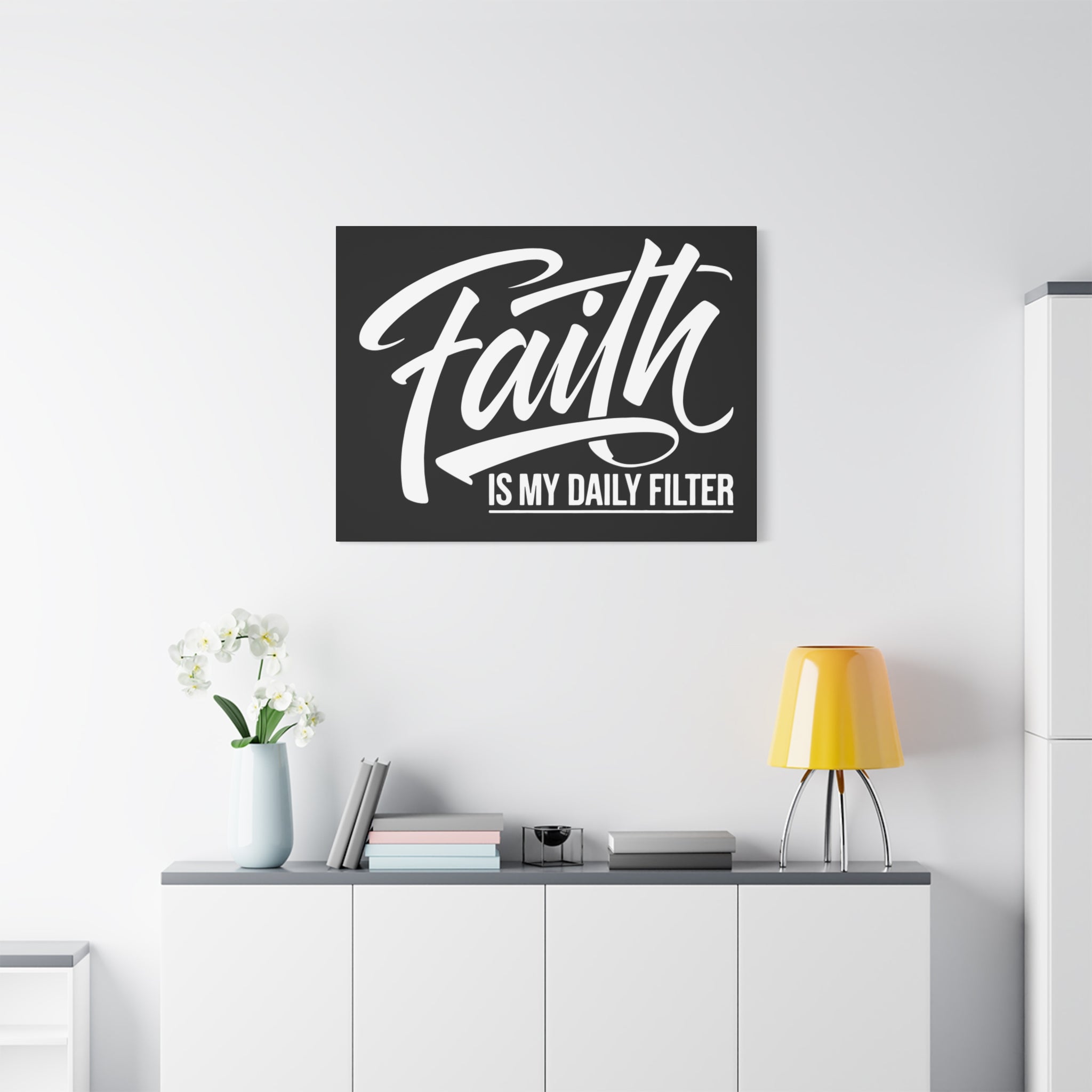 Inspirational Canvas Wall Art, Faith Quote Decor, Motivational Home Decor, Gray Wall Hanging, Gift for Faith Lovers