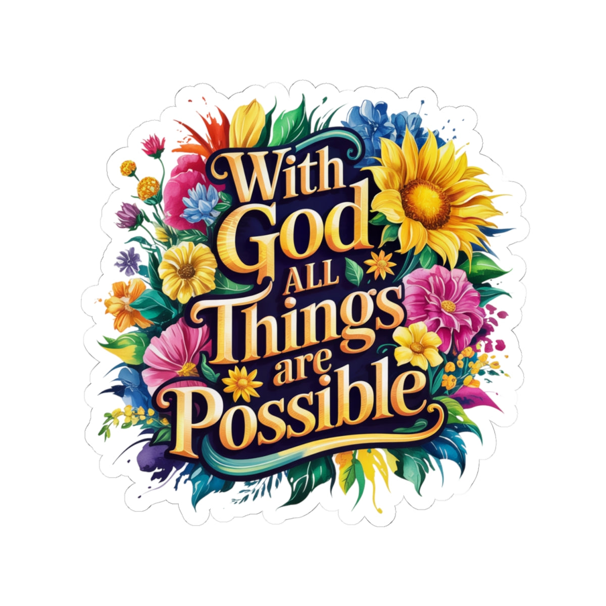 Inspirational Floral Kiss-Cut Stickers, Motivational Decals, Bible Verse Stickers, Christian Gifts, Laptop Stickers, Cheerful Home Decor
