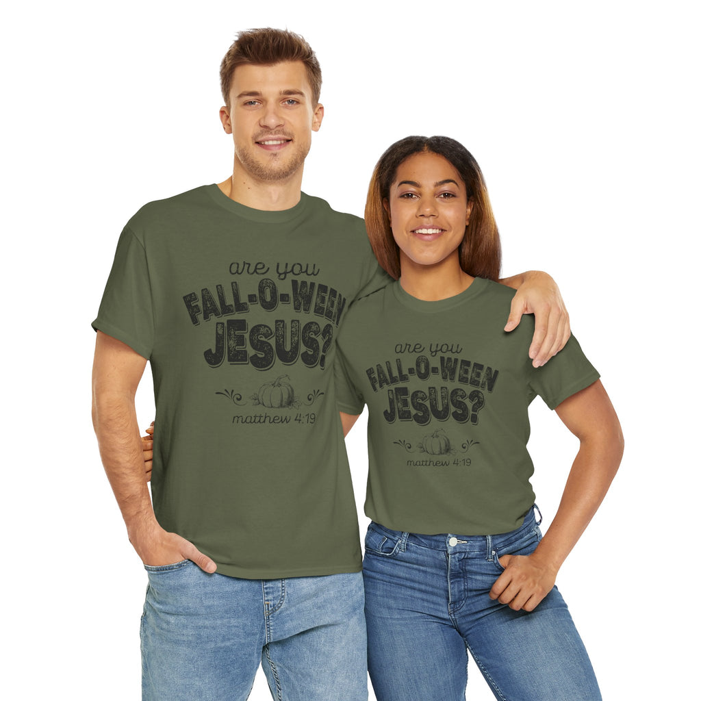 Fall-Themed Tee, Are You Fall-O-Ween Jesus, Unisex Cotton Shirt, Funny Fall Apparel, Halloween T-Shirt, Thanksgiving Gift Ideas