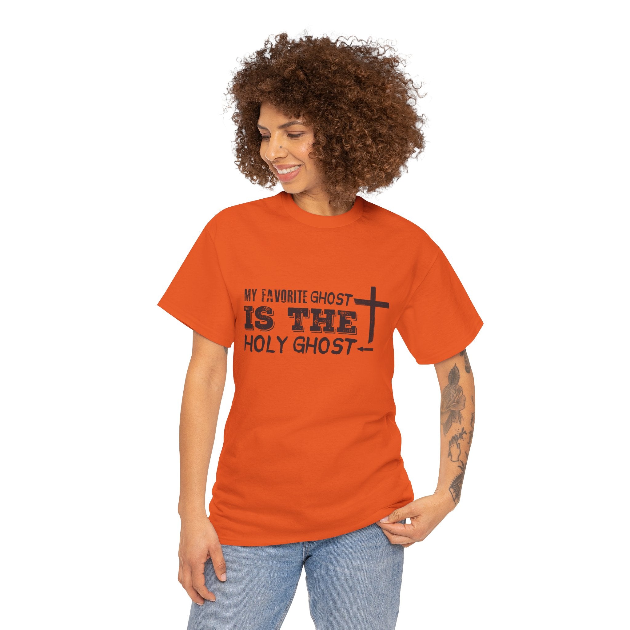 Unisex Cotton Tee - My Favorite Ghost is the Holy Ghost Shirt, Religious T-Shirt, Christian Apparel, Spiritual Gift, Halloween Shirt