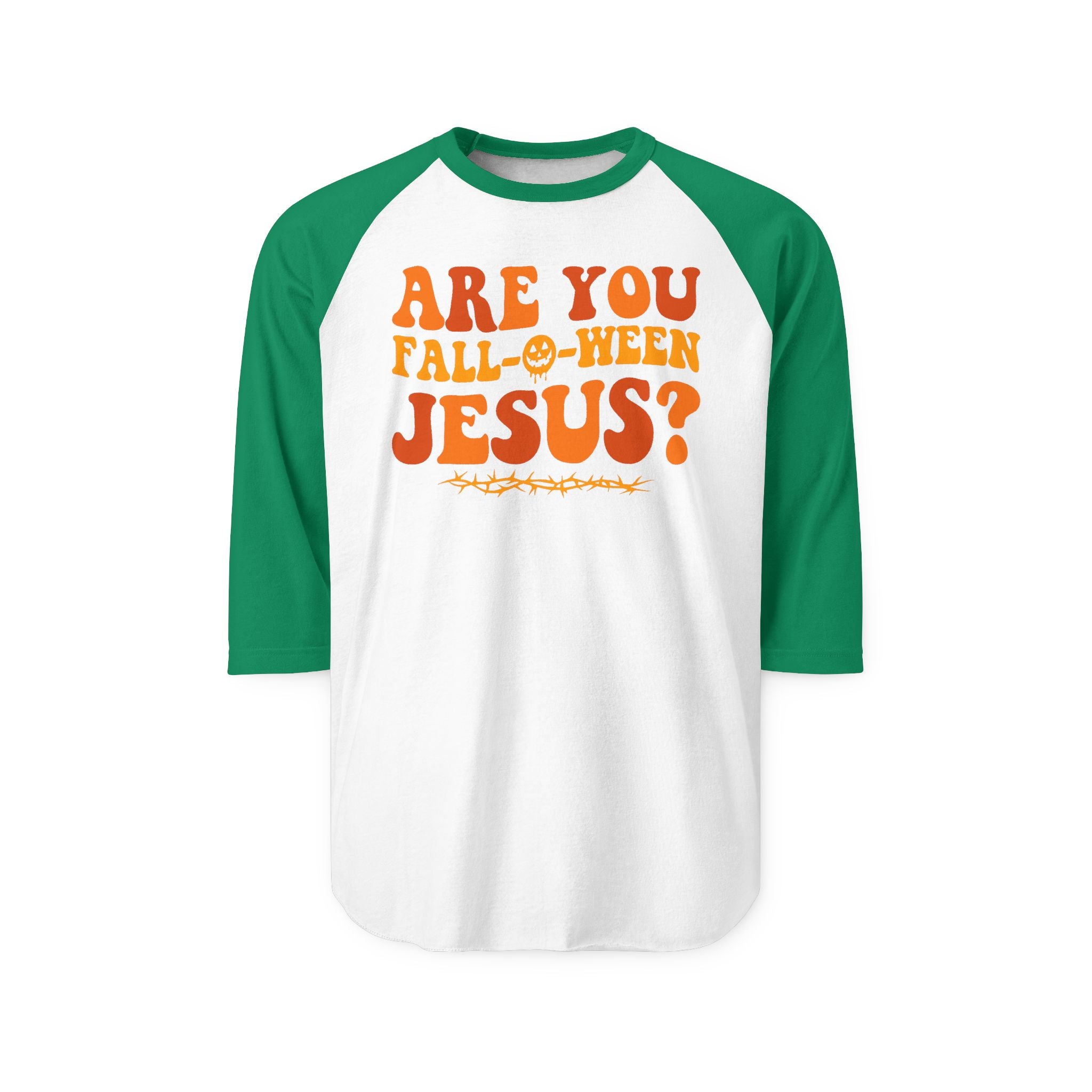 Halloween Jesus Raglan Shirt, Fall-Themed Apparel, Unisex Shirt, Funny Halloween Top, Holiday Outfit, Casual Costume