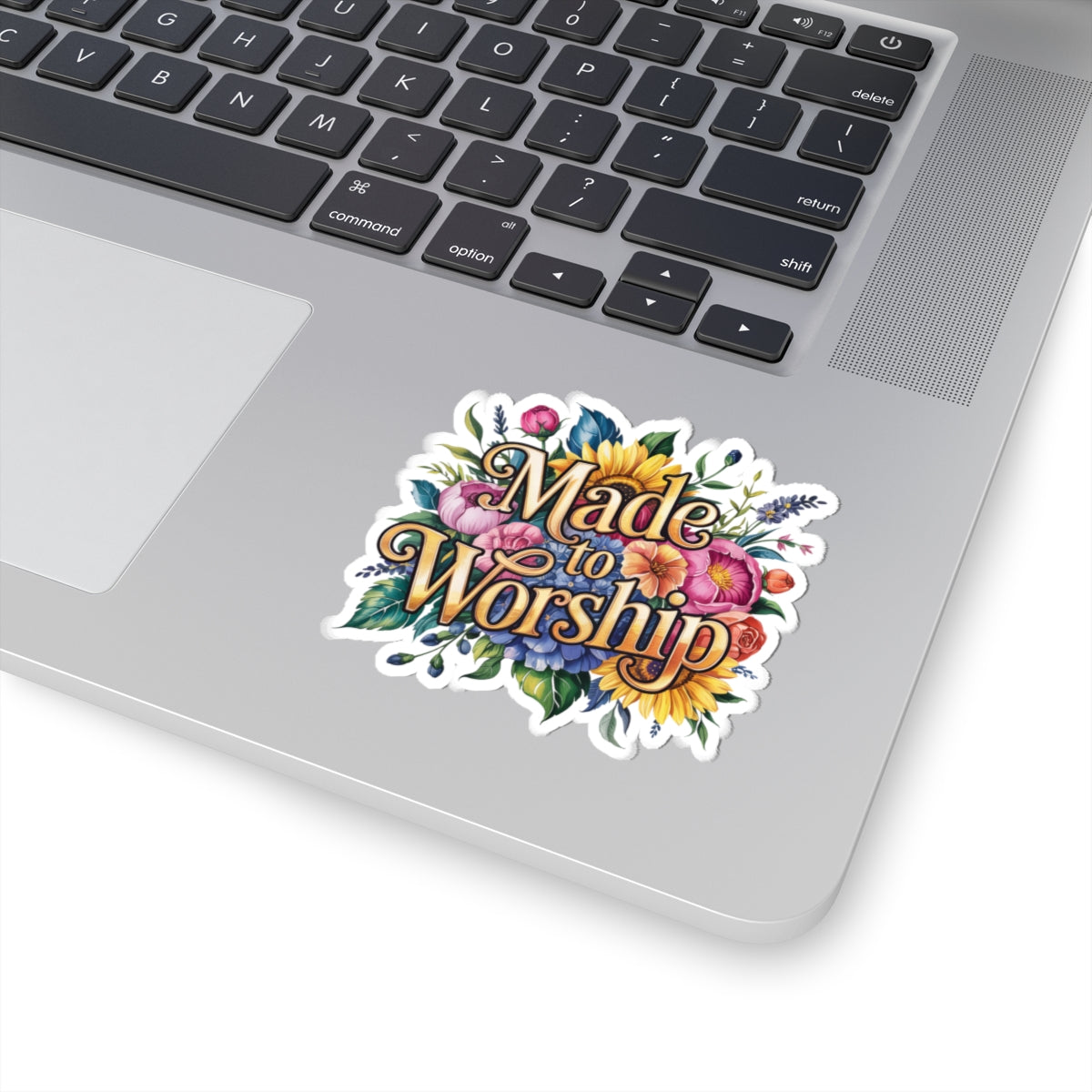 Vibrant Floral Worship Kiss-Cut Stickers, Inspirational Art, Laptop Decor, Scrapbooking, Faith-Based Gifts, Religious Stickers