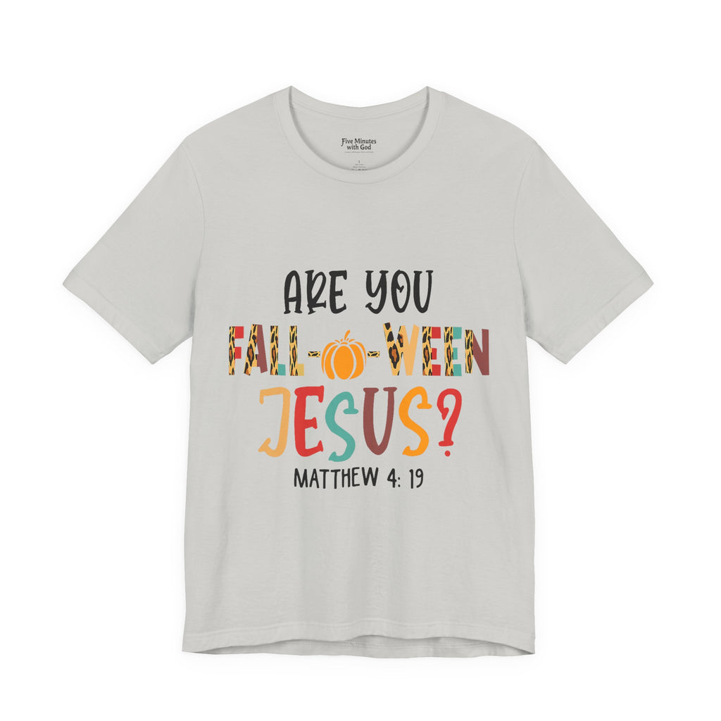 Fall-Themed Jesus Tee | Unisex Jersey Short Sleeve T-Shirt, Halloween Church Wear, Faith-Based Gift, Cozy Casual Top