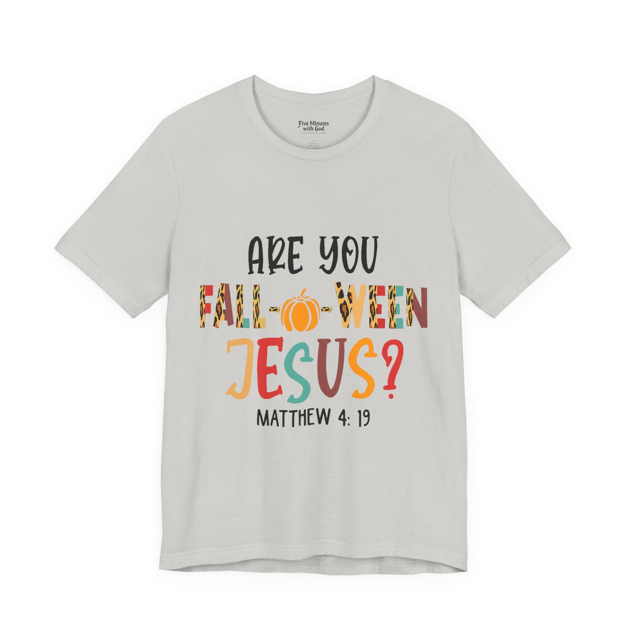Fall-Themed Jesus Tee | Unisex Jersey Short Sleeve T-Shirt, Halloween Church Wear, Faith-Based Gift, Cozy Casual Top