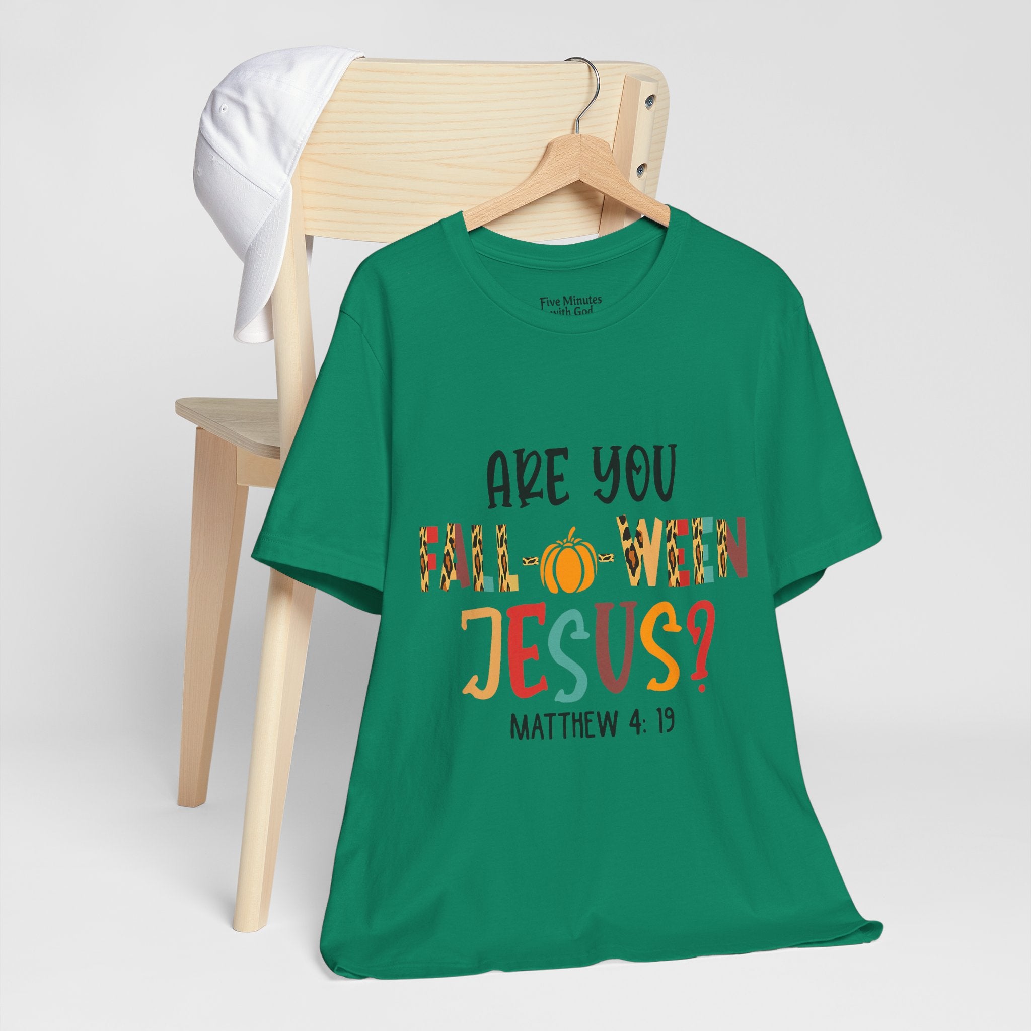 Fall-Themed Jesus Tee | Unisex Jersey Short Sleeve T-Shirt, Halloween Church Wear, Faith-Based Gift, Cozy Casual Top