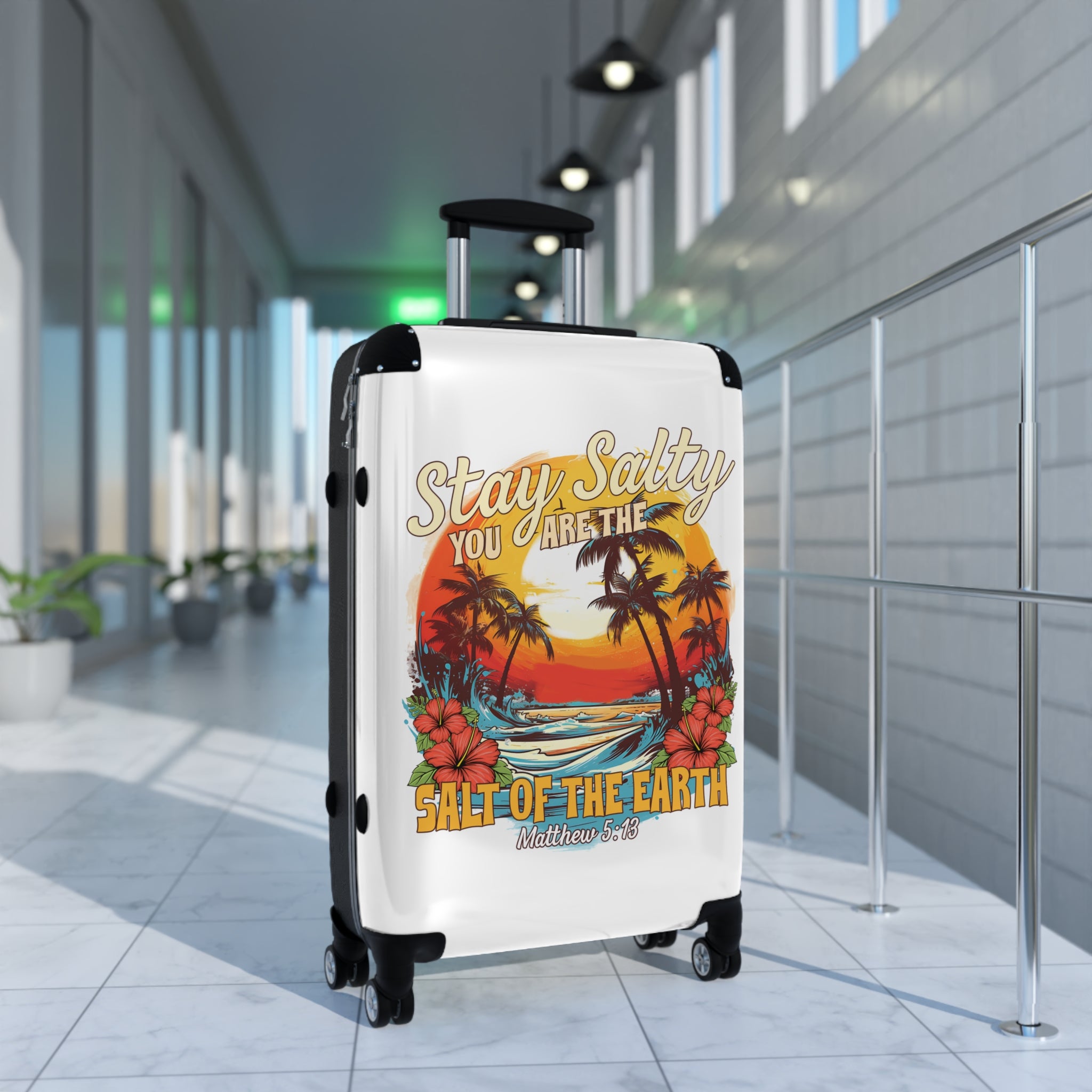 Tropical Suitcase - Stay Salty Travel Luggage, Vacation Gear, Beach Trip, Adventurer Gift, Christian Inspiration
