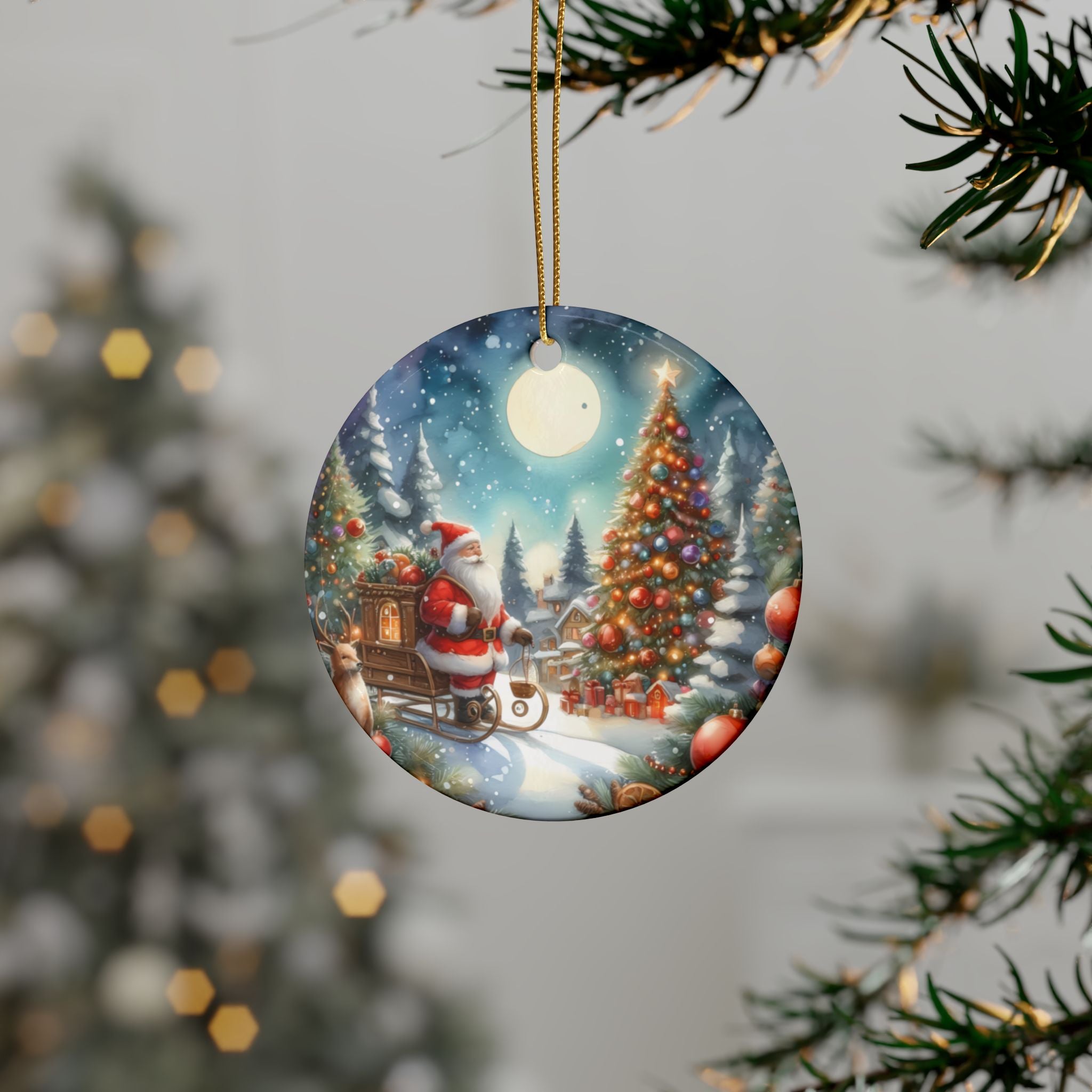Festive Ceramic Ornaments, Holiday Decor, Christmas Tree Ornaments, Santa Ornament, Winter Decoration, Gift Idea