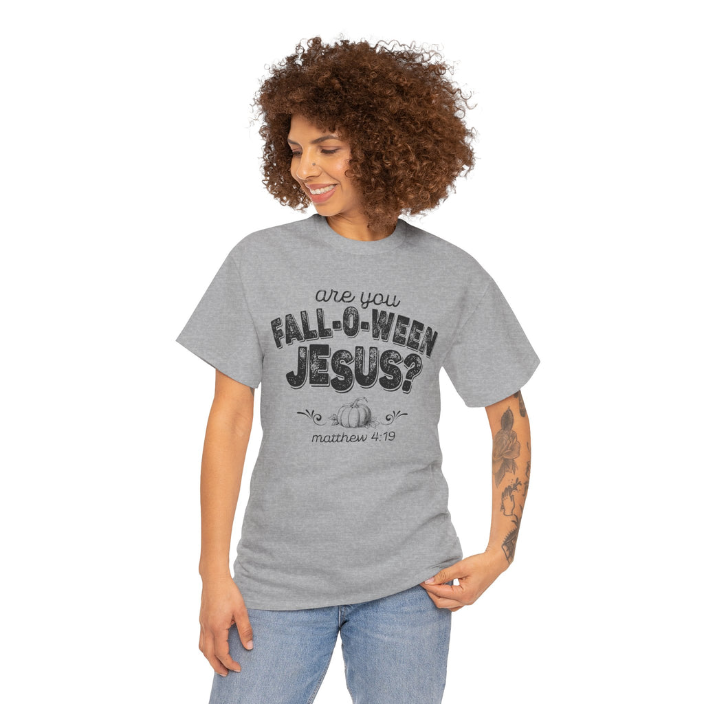 Fall-Themed Tee, Are You Fall-O-Ween Jesus, Unisex Cotton Shirt, Funny Fall Apparel, Halloween T-Shirt, Thanksgiving Gift Ideas