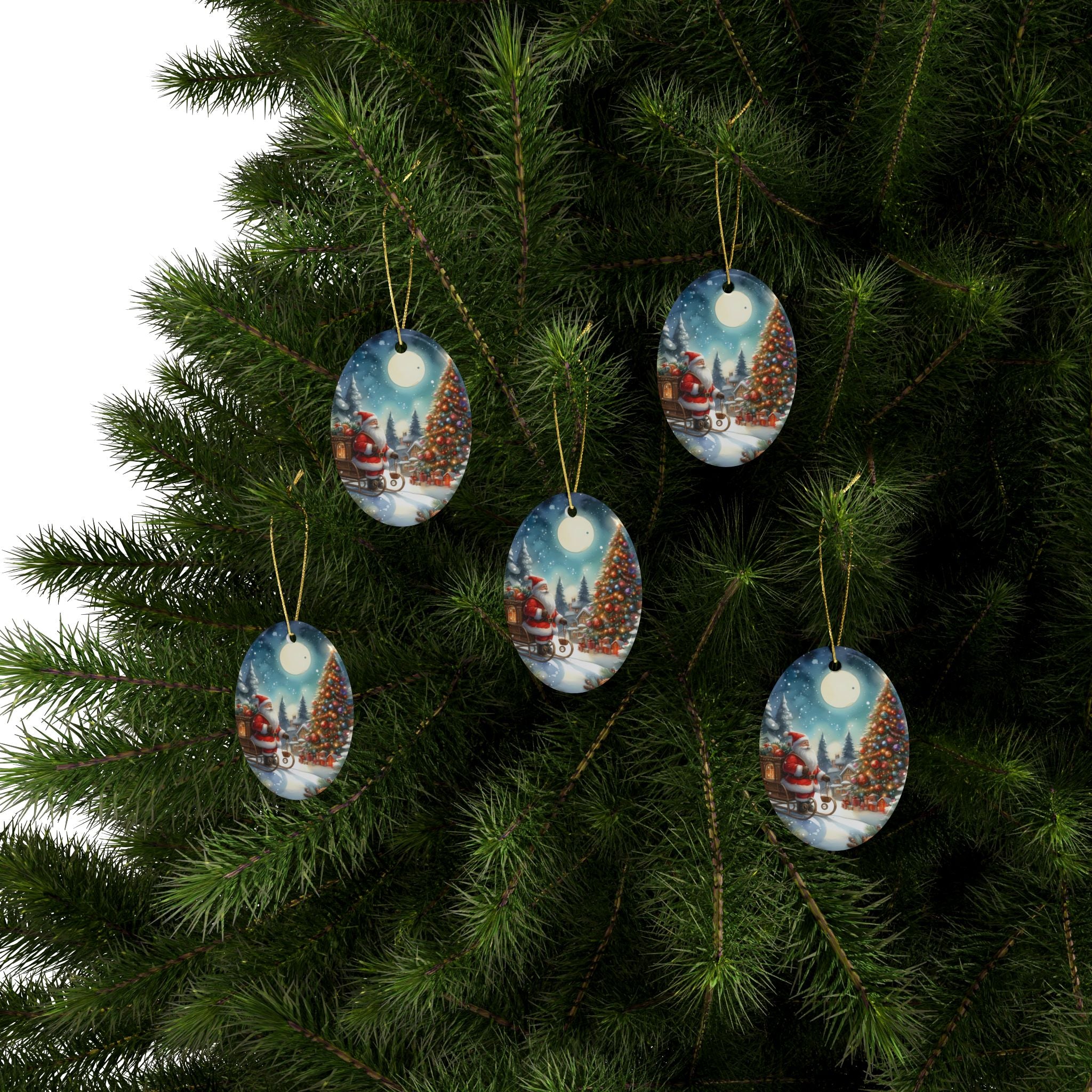 Festive Ceramic Ornaments, Holiday Decor, Christmas Tree Ornaments, Santa Ornament, Winter Decoration, Gift Idea