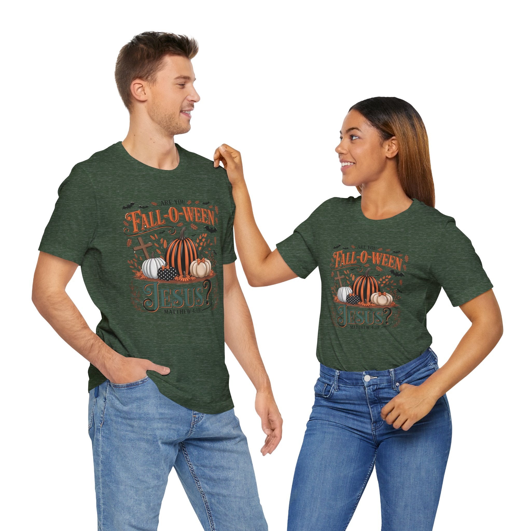 Fall-O-Ween Jesus Tee, Funny Fall T-Shirt, Unisex Pumpkin Shirt, Halloween Christian Top, Autumn Graphic Tee, Religious Casual Wear