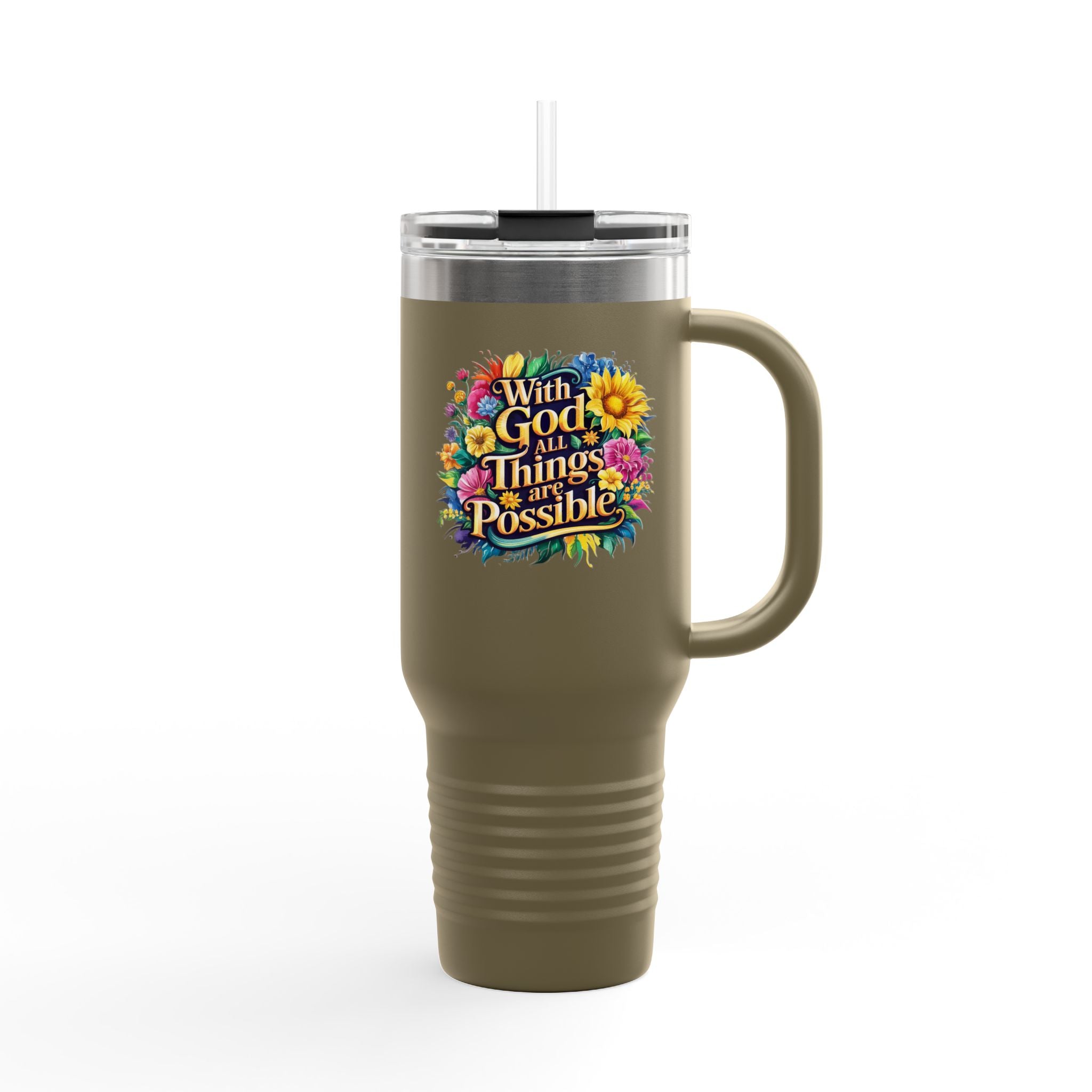 Inspirational Travel Mug, 40oz Insulated Coffee Cup, Floral Design, Motivational Gift for Travelers, Perfect for Road Trips, Keep [...]