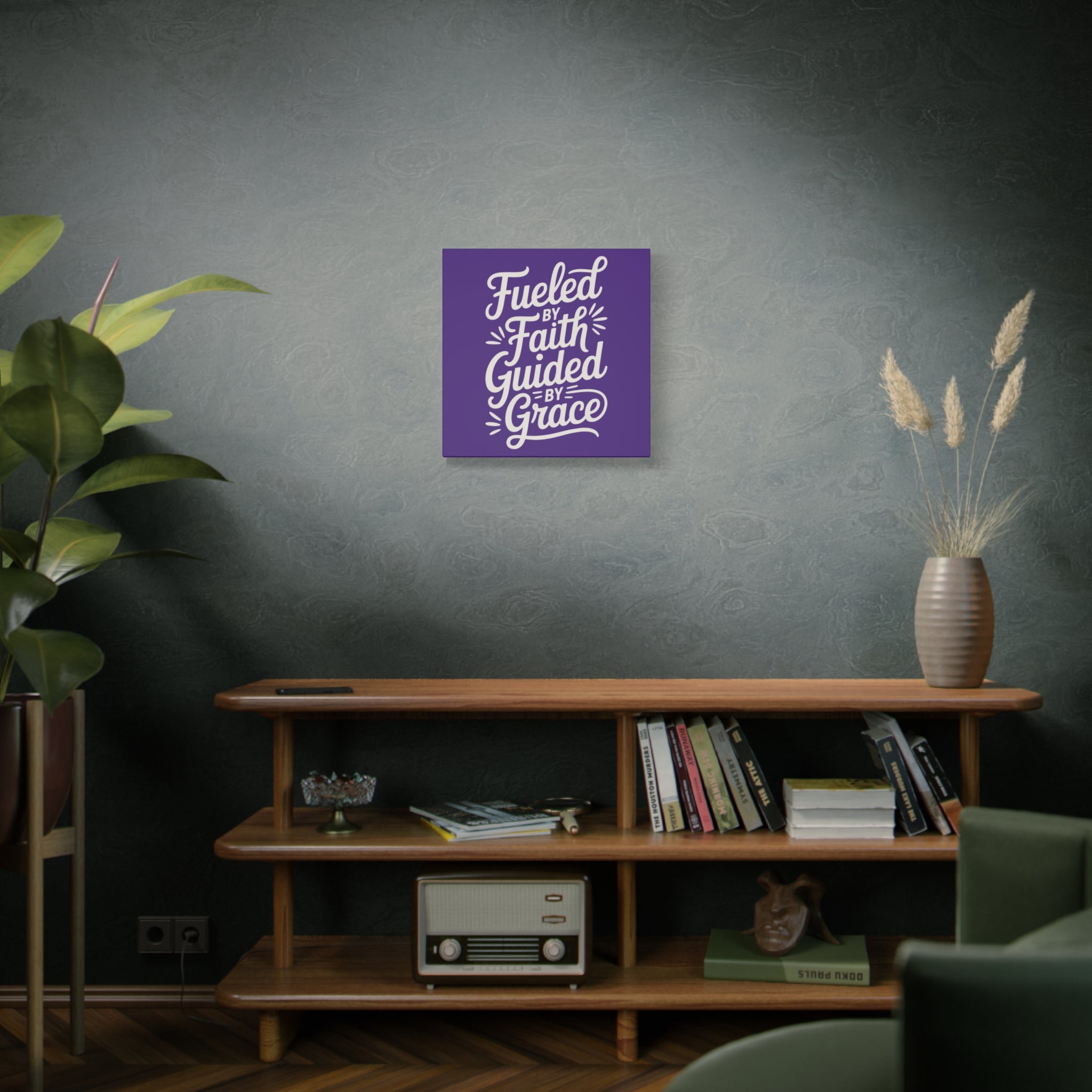 Purple Stretched Canvas Art, Motivational Wall Decor, Home Inspirational Art, Faith-Based Decor, Gift for Faith Lovers
