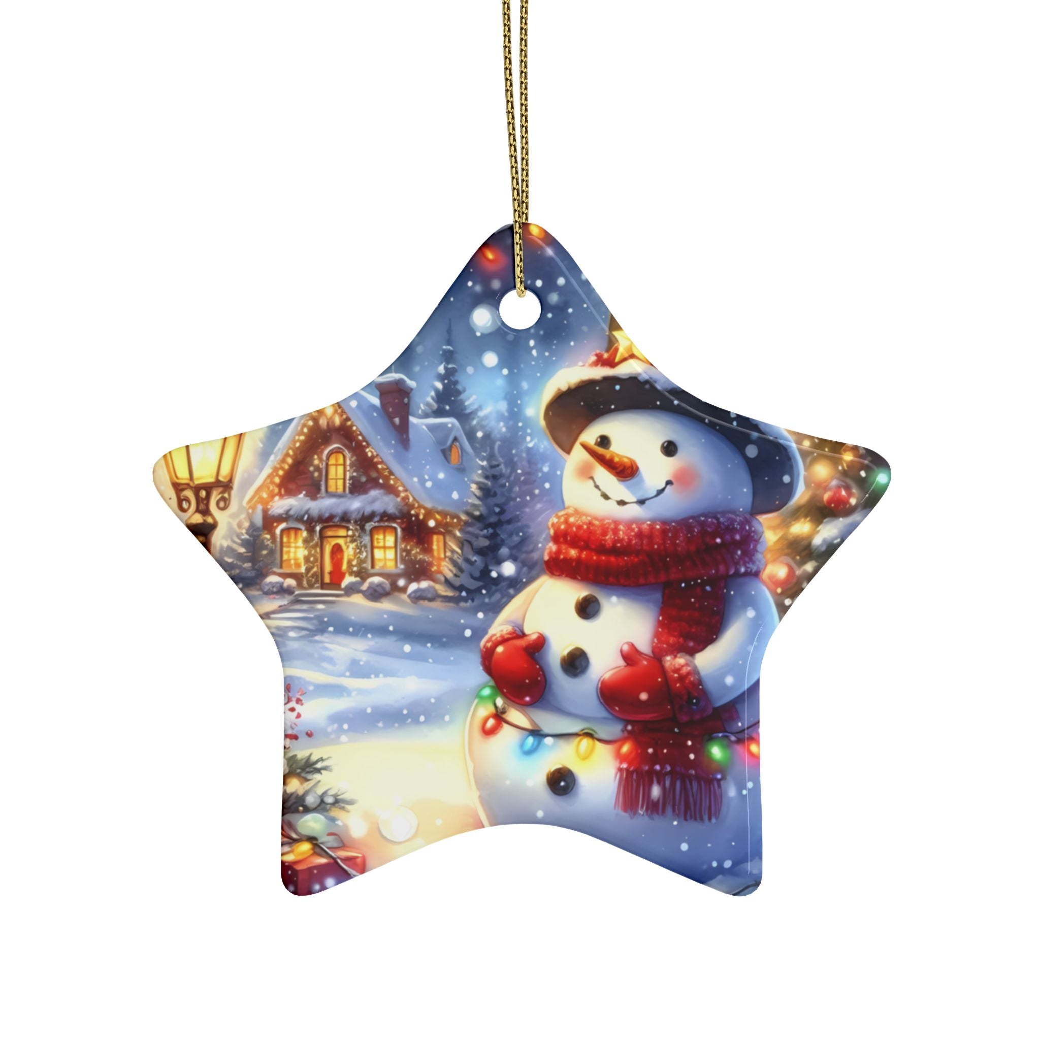Snowman Star Ceramic Ornaments – Holiday Decor, Christmas Tree Decorations, Winter Wonderland, Gift Tags, Keepsake