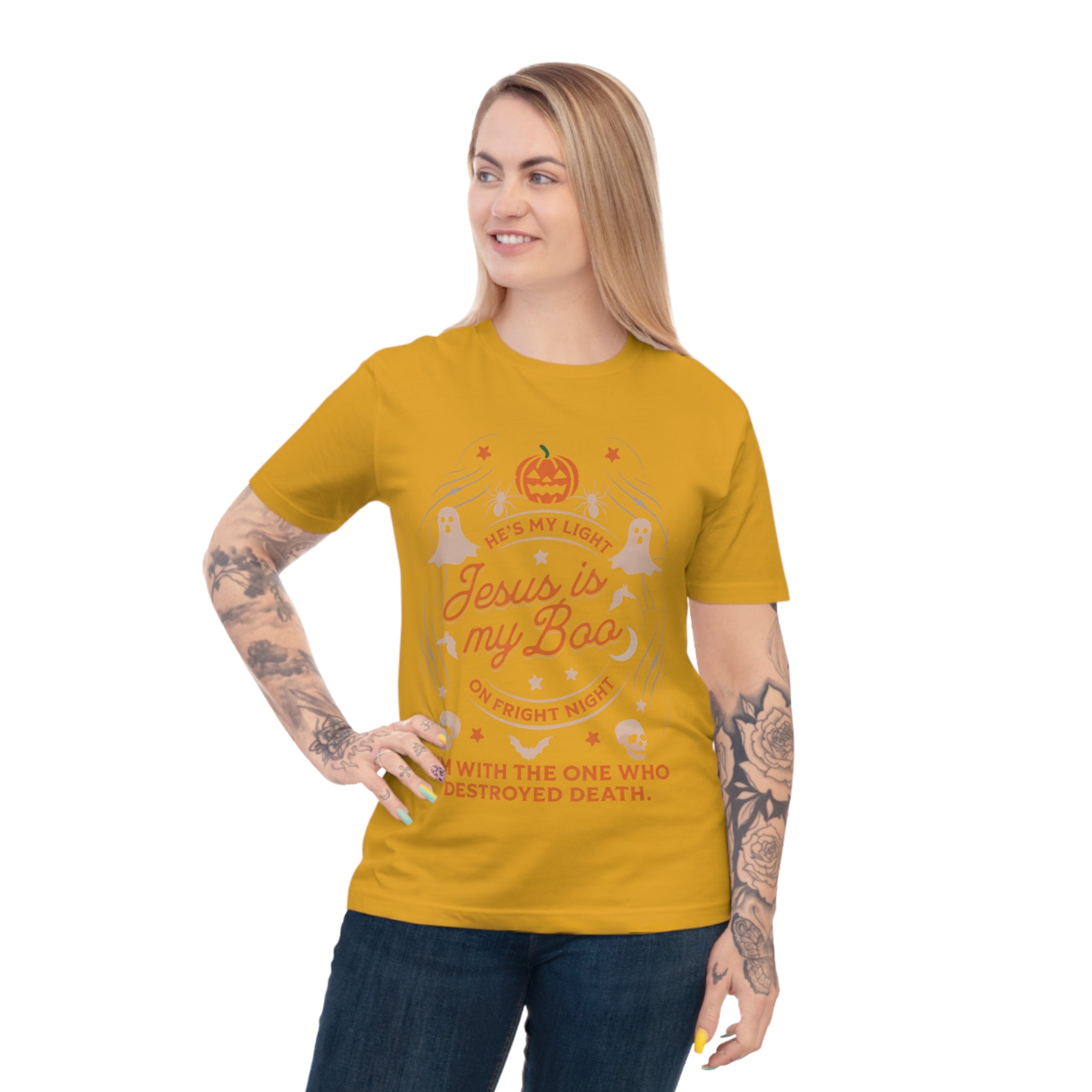 Halloween Christian T-Shirt with Fun Ghost Designs, Jesus is My Boo, Spooky Season Apparel, Faithful Holiday Shirt, Unique Gift for [...]