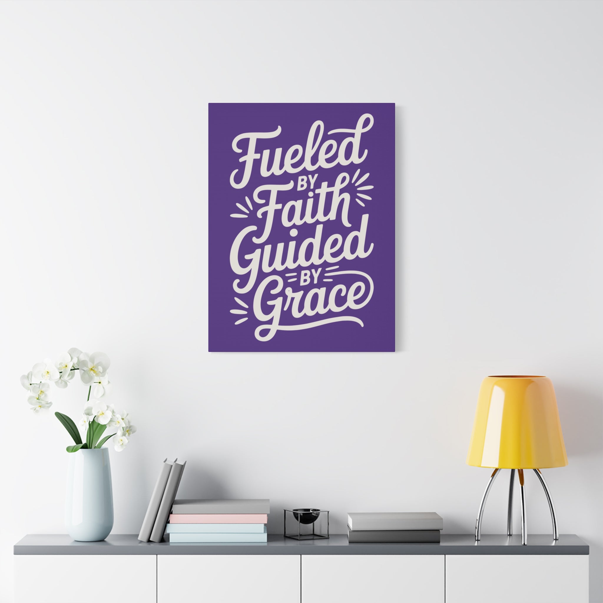 Purple Stretched Canvas Art, Motivational Wall Decor, Home Inspirational Art, Faith-Based Decor, Gift for Faith Lovers