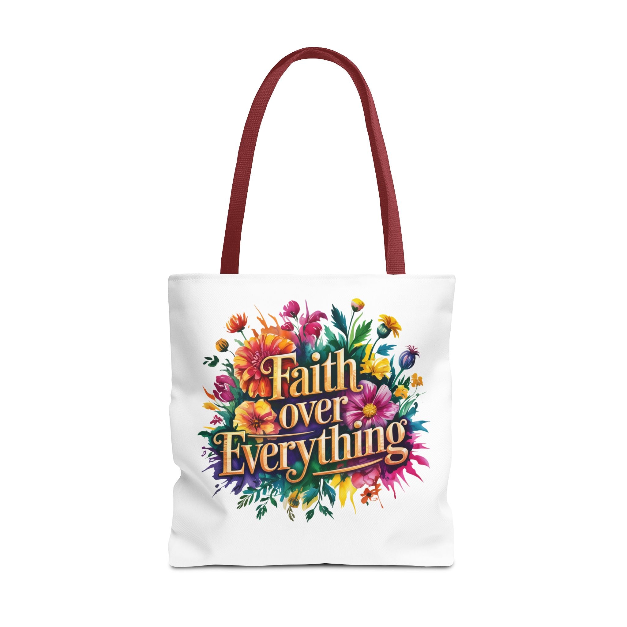 Faith Over Everything Tote Bag - Personalized Floral Design, Gift for Her, Everyday Use, Eco-Friendly Shopping, Inspirational Quote