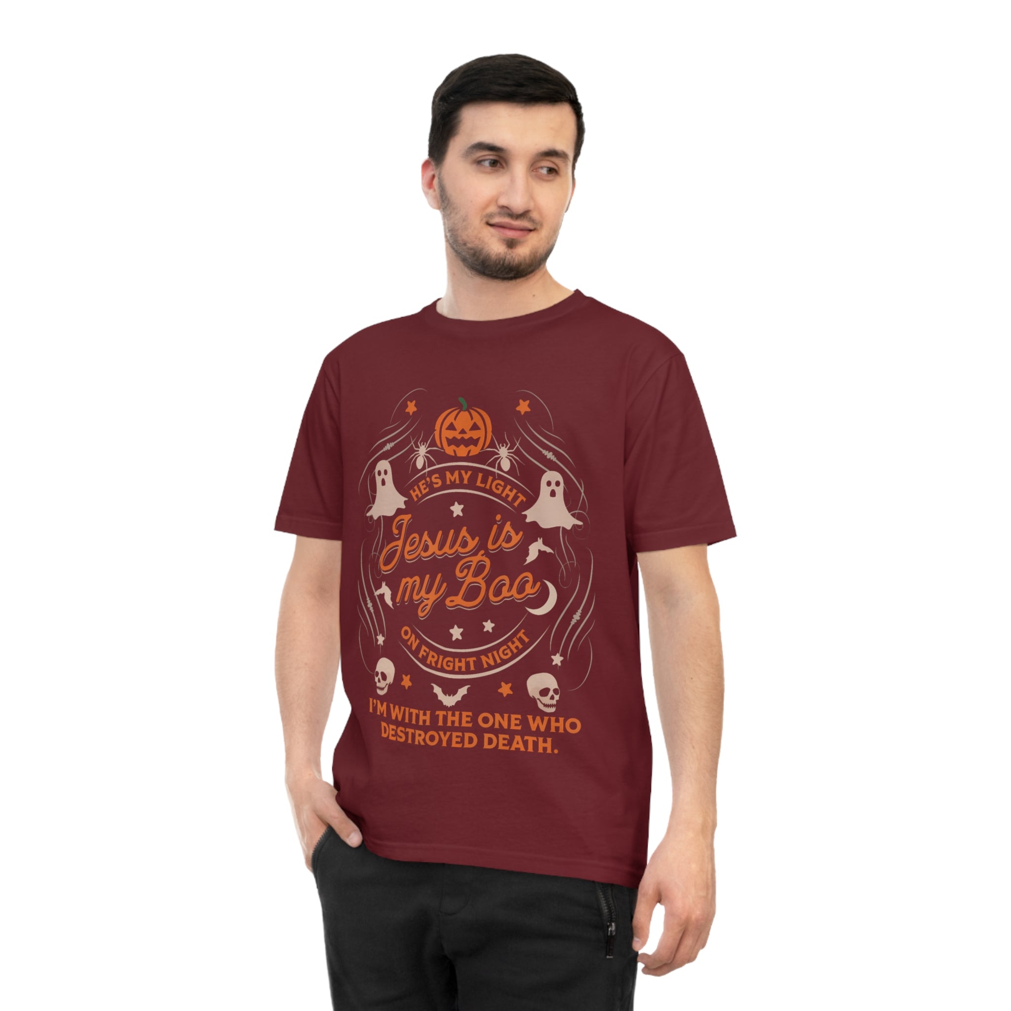 Halloween Christian T-Shirt with Fun Ghost Designs, Jesus is My Boo, Spooky Season Apparel, Faithful Holiday Shirt, Unique Gift for [...]