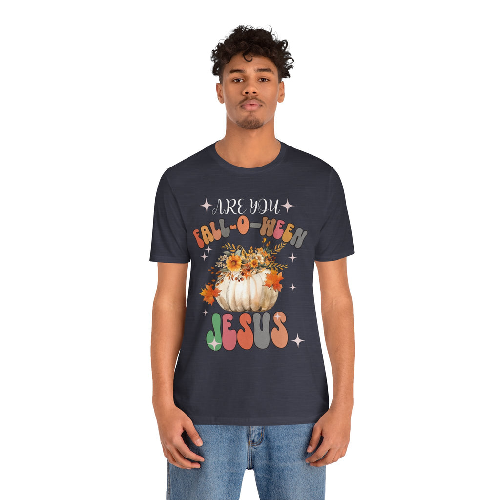 Fall-Themed Jesus Tee, Unisex Jersey T-Shirt, Cozy Autumn Apparel, Thanksgiving Gift, Fall Celebration Shirt, Christian Fashion
