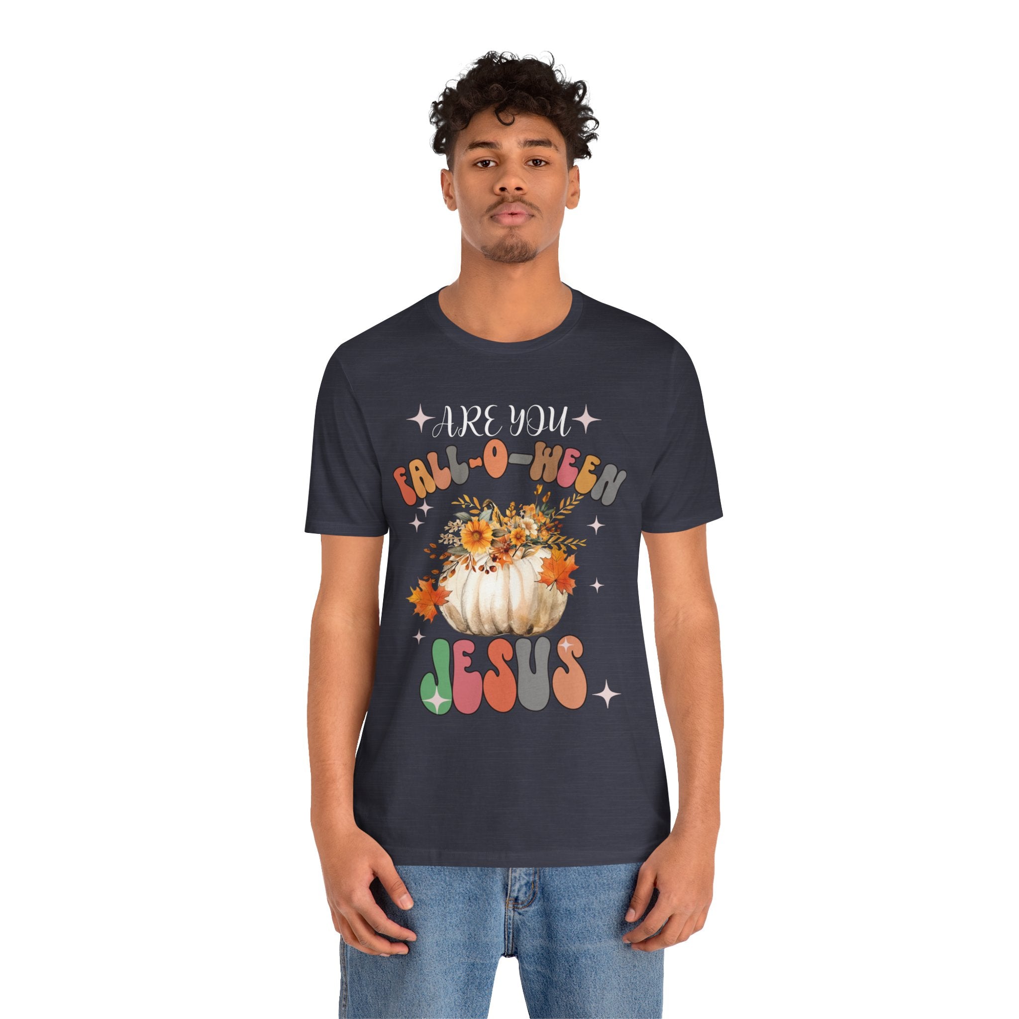 Fall-Themed Jesus Tee, Unisex Jersey T-Shirt, Cozy Autumn Apparel, Thanksgiving Gift, Fall Celebration Shirt, Christian Fashion