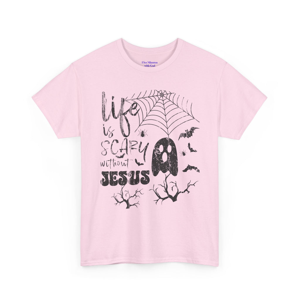 Halloween Ghost Tee: Life is Scary Without Jesus, Unisex Heavy Cotton T-Shirt, Halloween Shirt, Faith-Based Apparel, Cute Ghost Tee, [...]