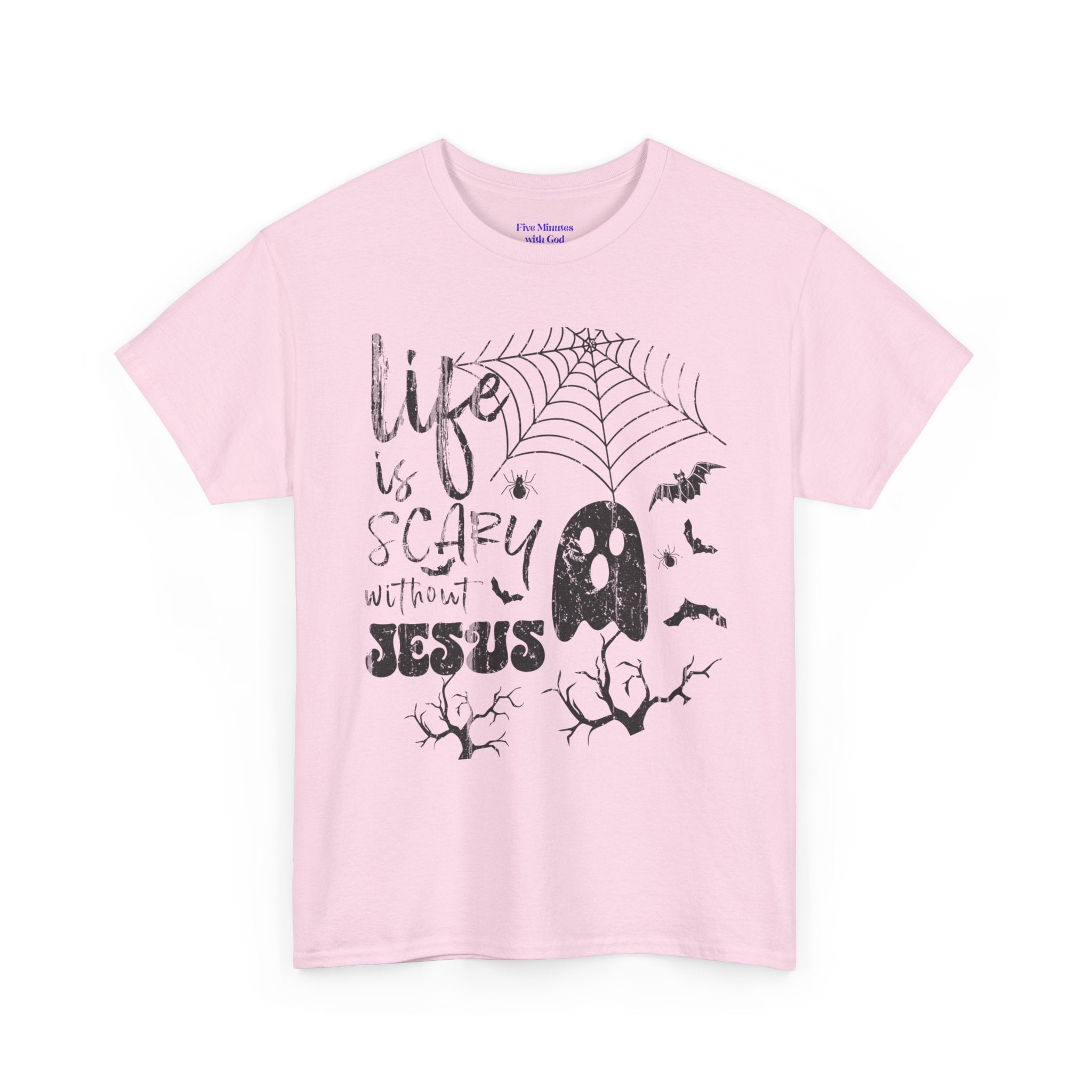 Halloween Ghost Tee: Life is Scary Without Jesus, Unisex Heavy Cotton T-Shirt, Halloween Shirt, Faith-Based Apparel, Cute Ghost Tee, [...]