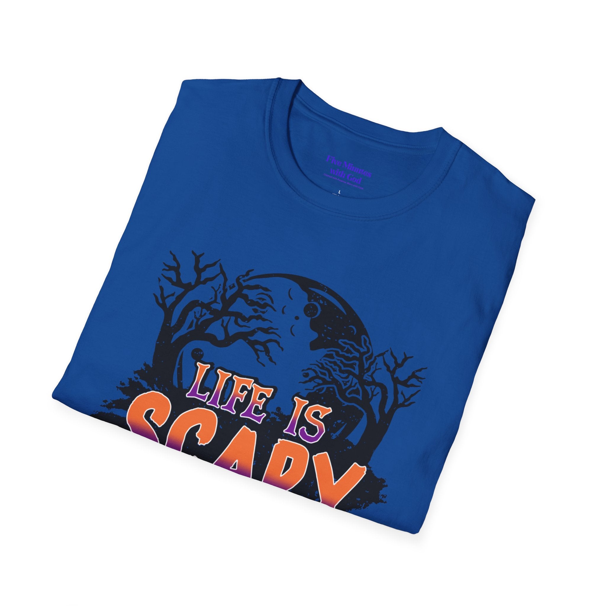 Unisex Softstyle T-Shirt - "Life is Scary Without Jesus" Halloween Tee, Christian Apparel, Faith-Based Gift, Religious T-Shirt