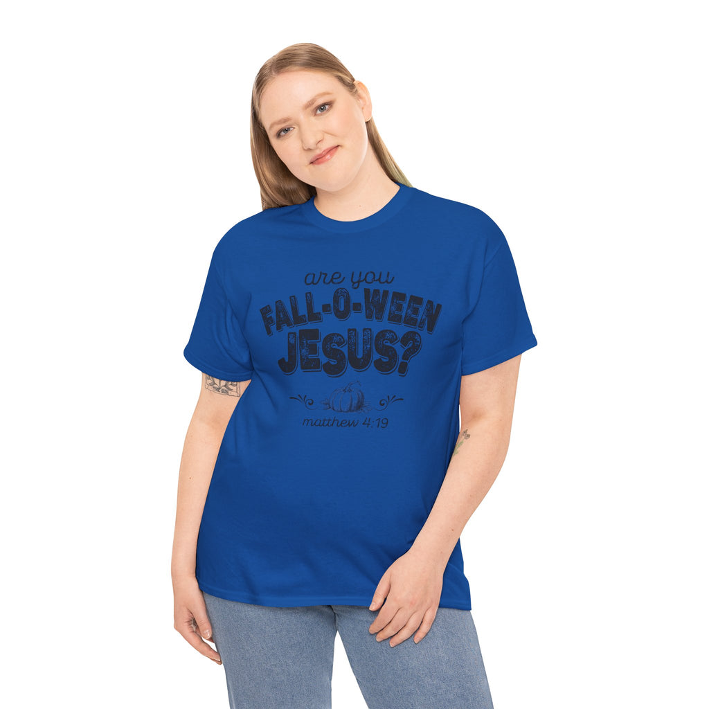 Fall-Themed Tee, Are You Fall-O-Ween Jesus, Unisex Cotton Shirt, Funny Fall Apparel, Halloween T-Shirt, Thanksgiving Gift Ideas