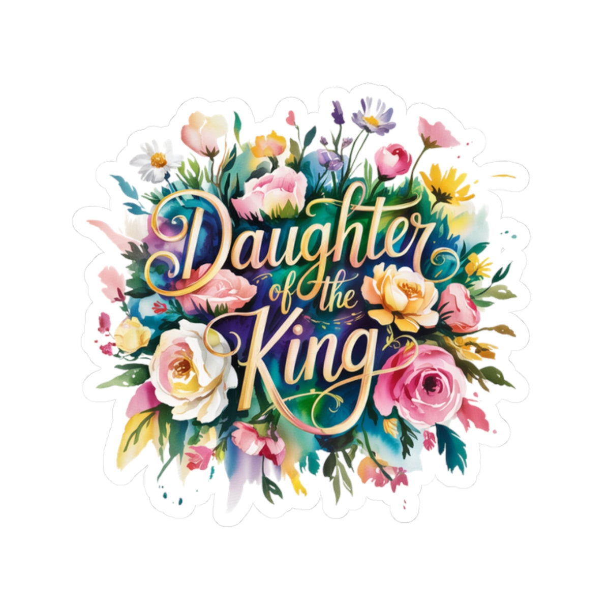 Floral Daughter of the King Kiss-Cut Stickers, Inspirational Stickers, Flower Stickers, Christian Stickers, Laptop Decor, Scripture Quotes