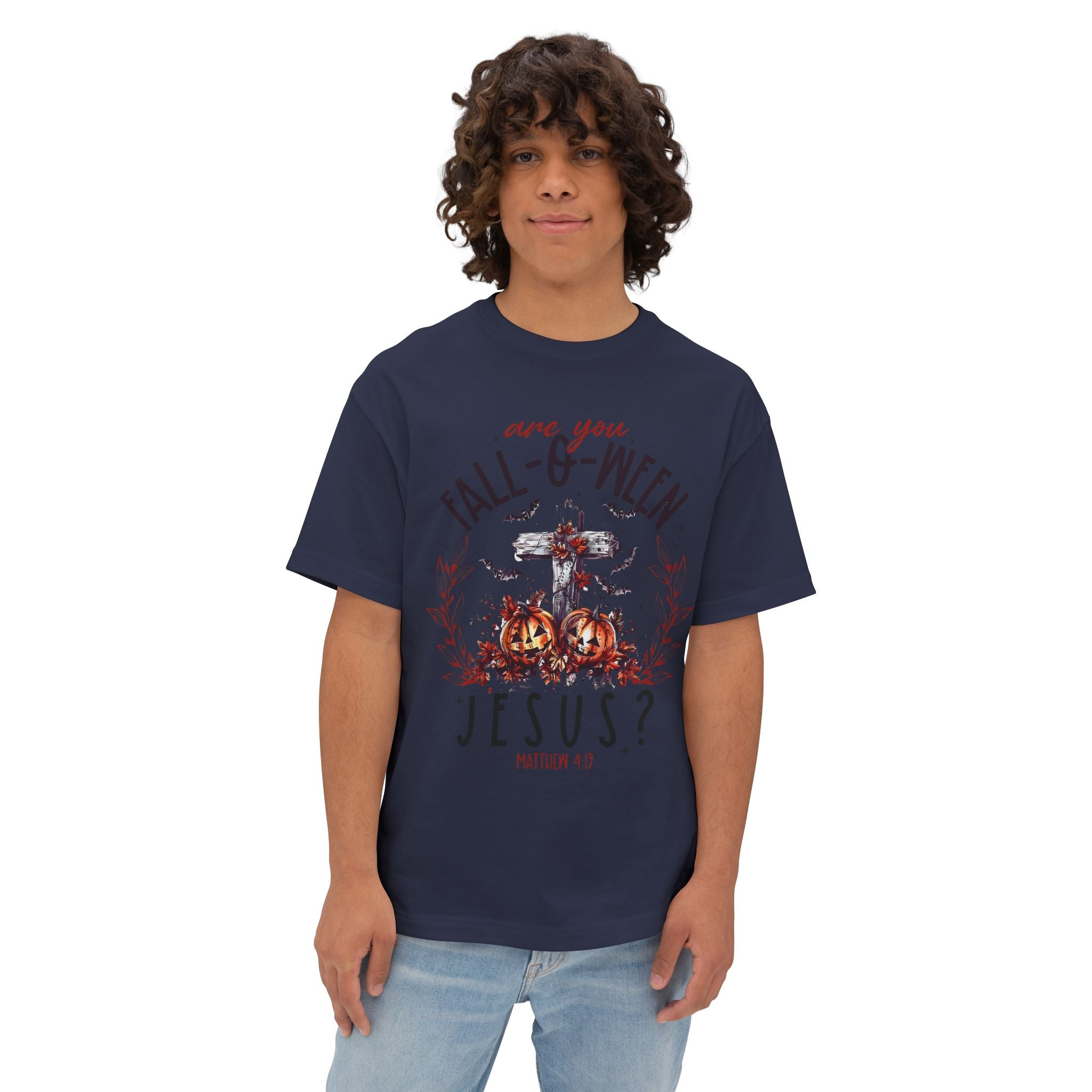 Fall-O-Ween Jesus Boxy Tee, Oversized T-Shirt for Halloween, Unisex, Funny Christian Tee, Casual Fall Wear, Unique Gift Idea