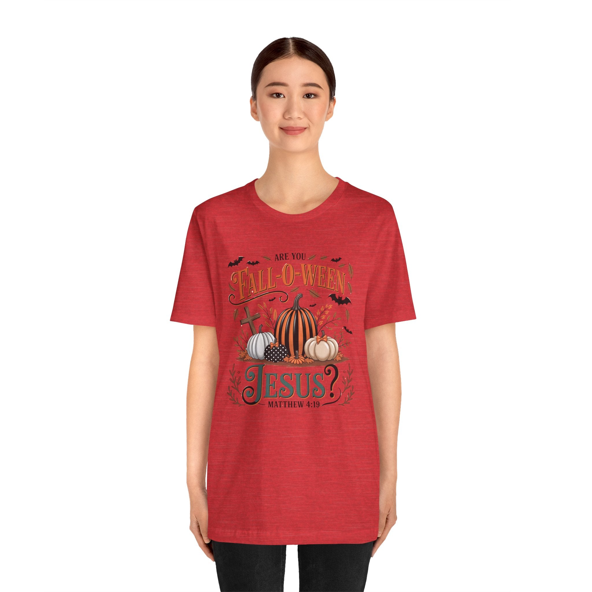 Fall-O-Ween Jesus Tee, Funny Fall T-Shirt, Unisex Pumpkin Shirt, Halloween Christian Top, Autumn Graphic Tee, Religious Casual Wear