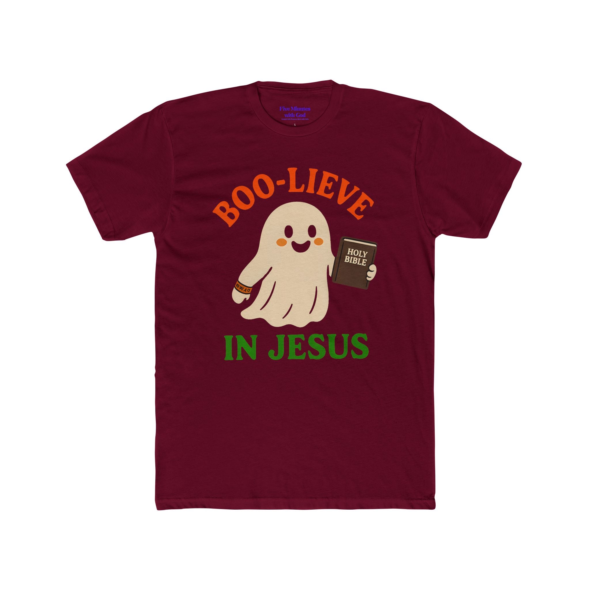 Boo-lieving Ghost Unisex Cotton Crew Tee, Halloween shirt, Jesus shirt, Christian apparel, spooky t-shirt, fun gift idea