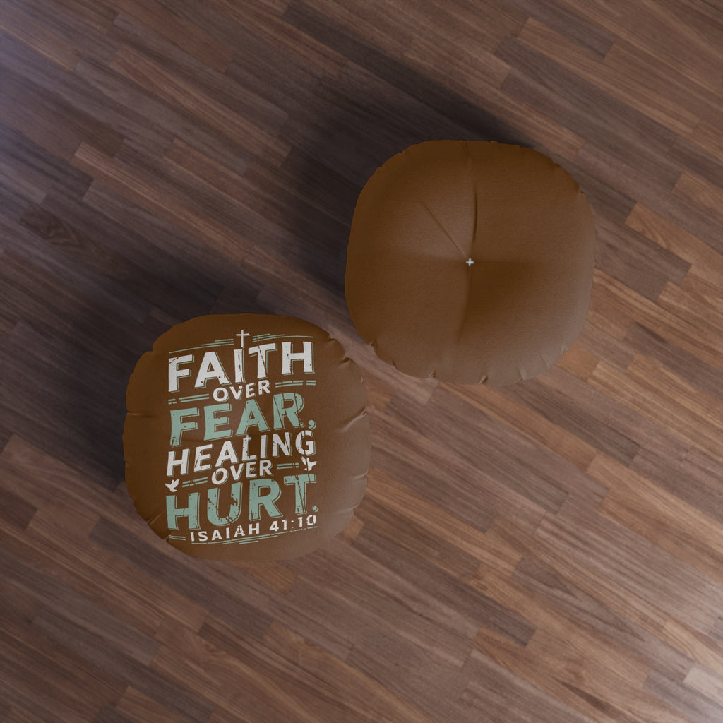 Faith-Inspired Tufted Floor Pillow, Round - Cozy Prayer Cushion, Meditation Pillow, Christian Decor, Living Room Accent, Gift for Believers