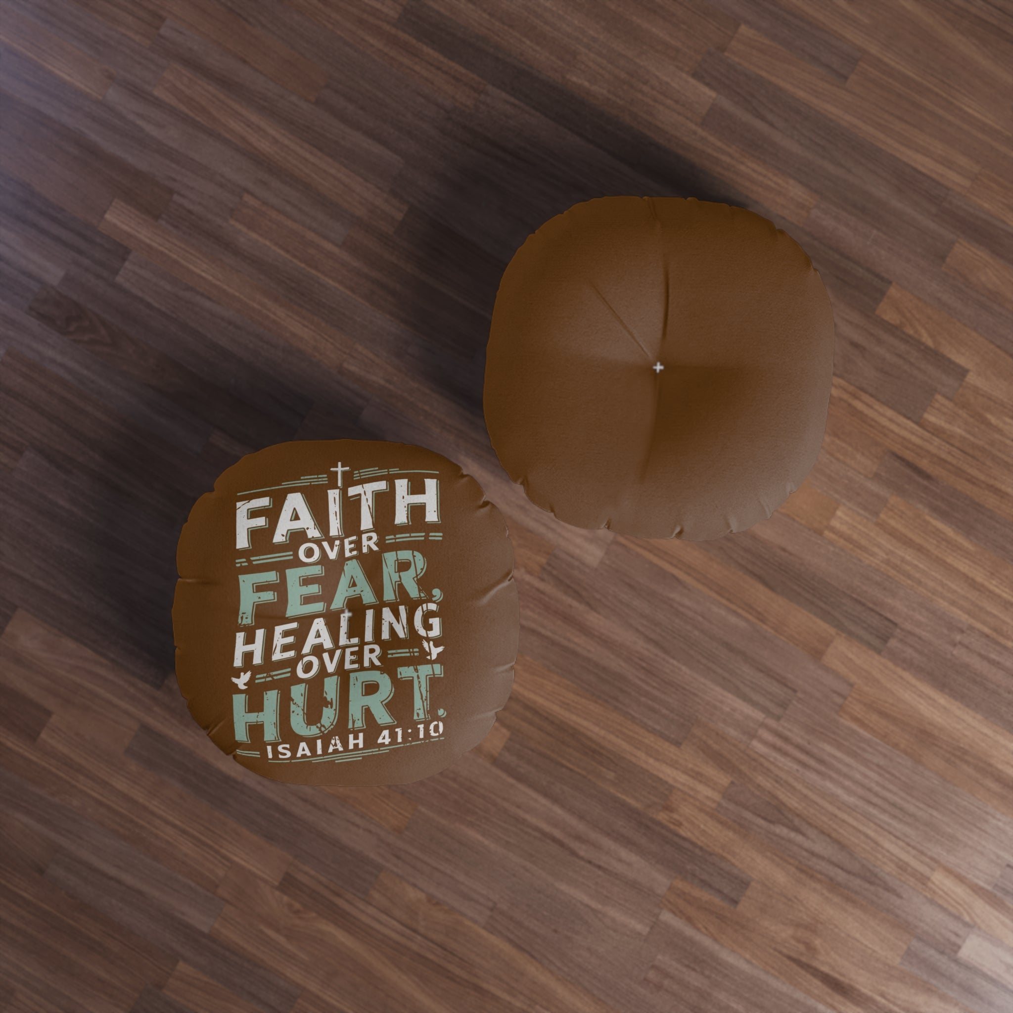 Faith-Inspired Tufted Floor Pillow, Round - Cozy Prayer Cushion, Meditation Pillow, Christian Decor, Living Room Accent, Gift for Believers