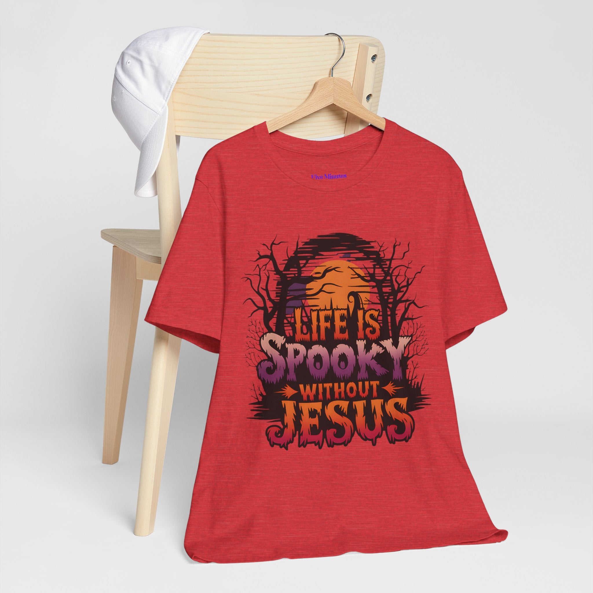 Spooky Jesus Tee - Short Sleeve Unisex Jersey Shirt, Halloween Apparel, Faith-Based Gift, Casual Wear, Everyday Comfort