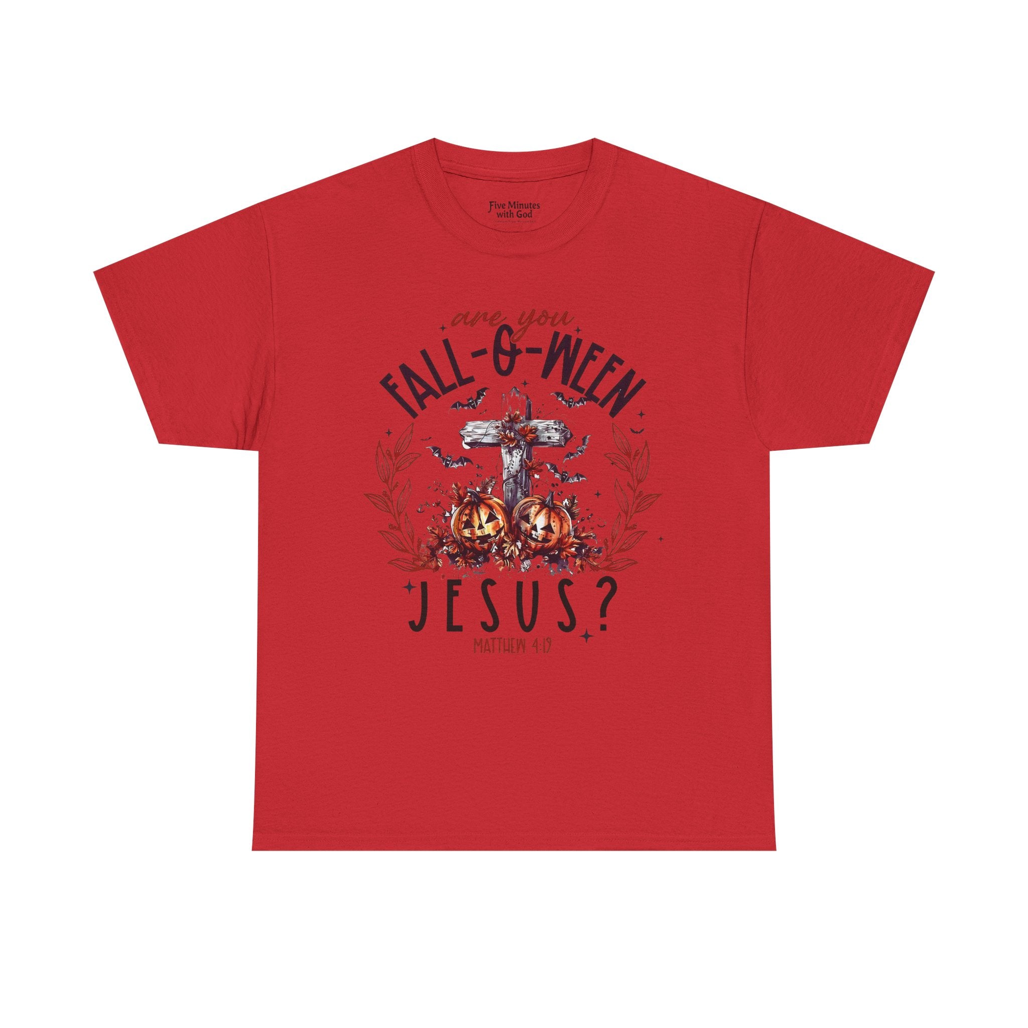 Fall-O-Ween Jesus Unisex Heavy Cotton Tee, Halloween Shirt, Christian T-Shirt, Autumn Apparel, Gift for Him/Her