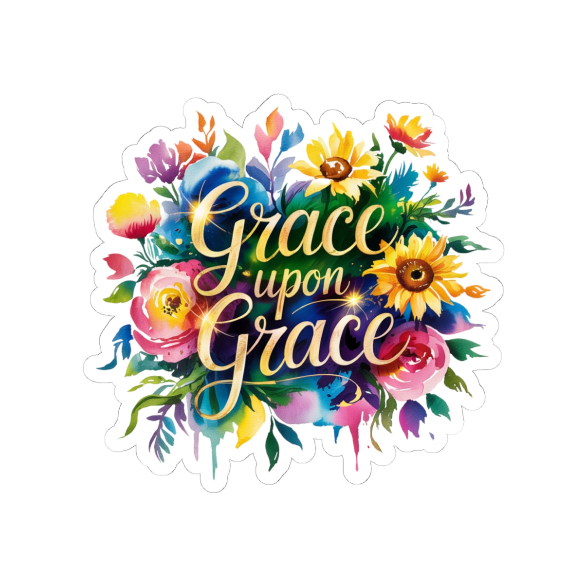 Floral Grace Kiss-Cut Stickers, Colorful Laptop Decor, Gift for Friends, Scrapbooking Supplies, Journaling Accessories