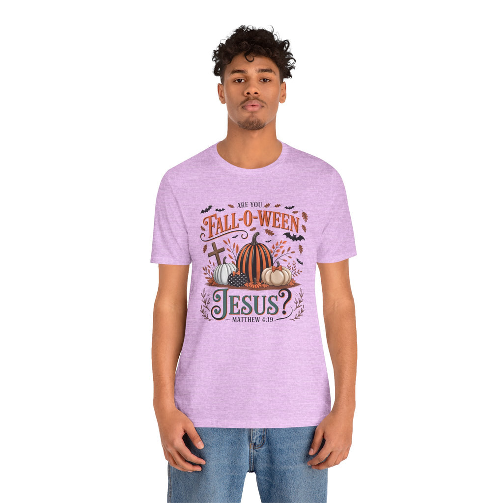 Fall-O-Ween Jesus Tee, Funny Fall T-Shirt, Unisex Pumpkin Shirt, Halloween Christian Top, Autumn Graphic Tee, Religious Casual Wear