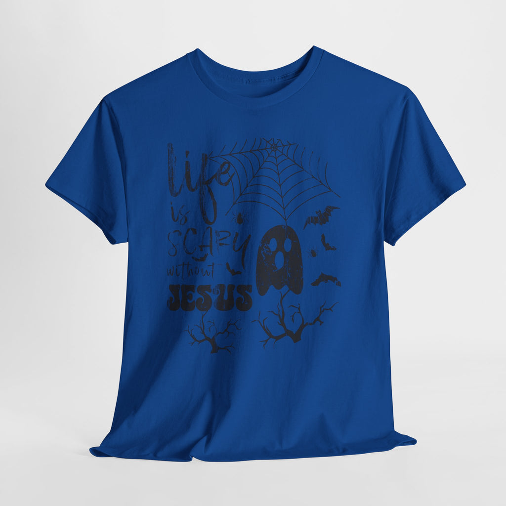Halloween Ghost Tee: Life is Scary Without Jesus, Unisex Heavy Cotton T-Shirt, Halloween Shirt, Faith-Based Apparel, Cute Ghost Tee, [...]