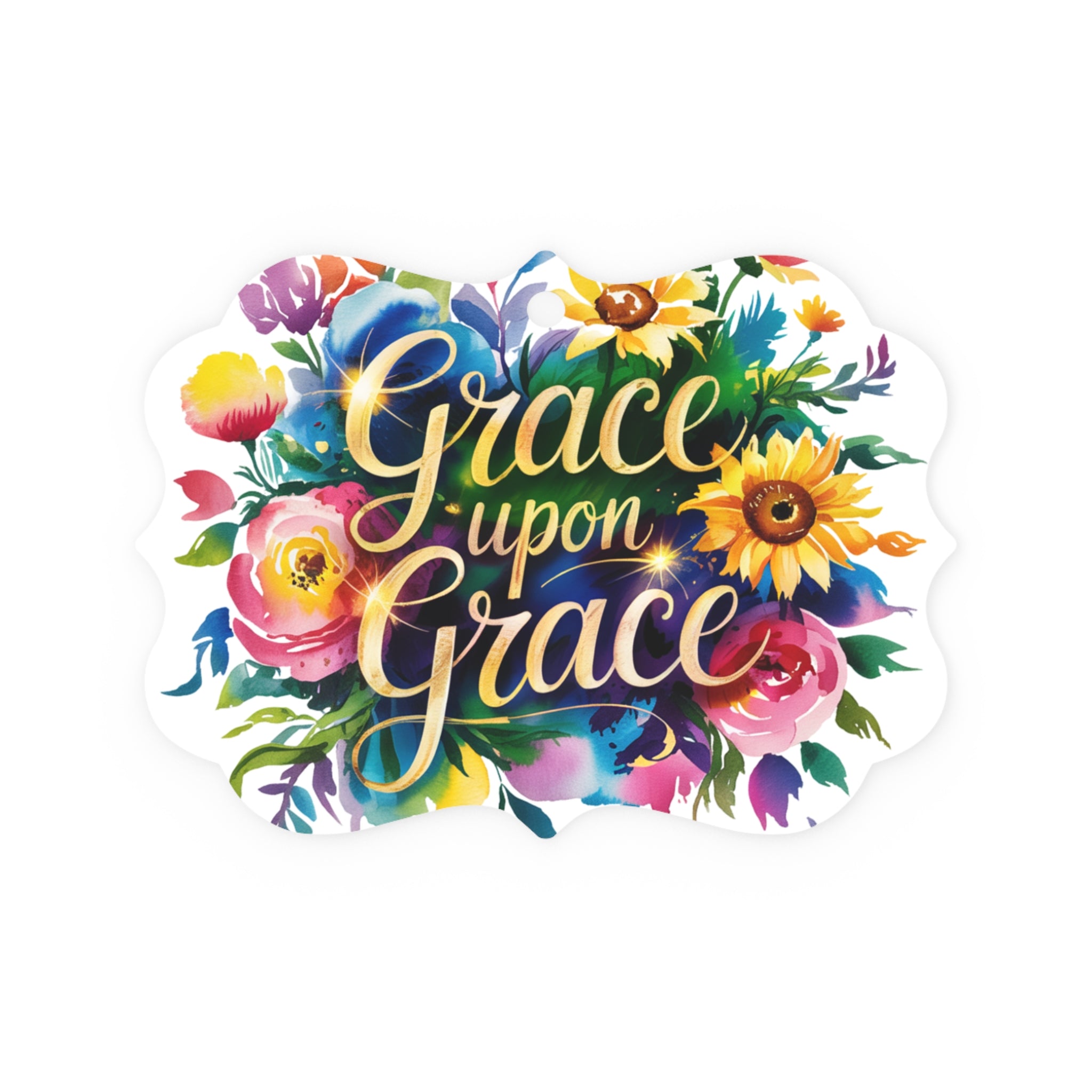 Floral Metal Ornament - Grace Upon Grace - Home Decor, Gift, Holiday Decoration, Wall Art, Personalized Ornament
