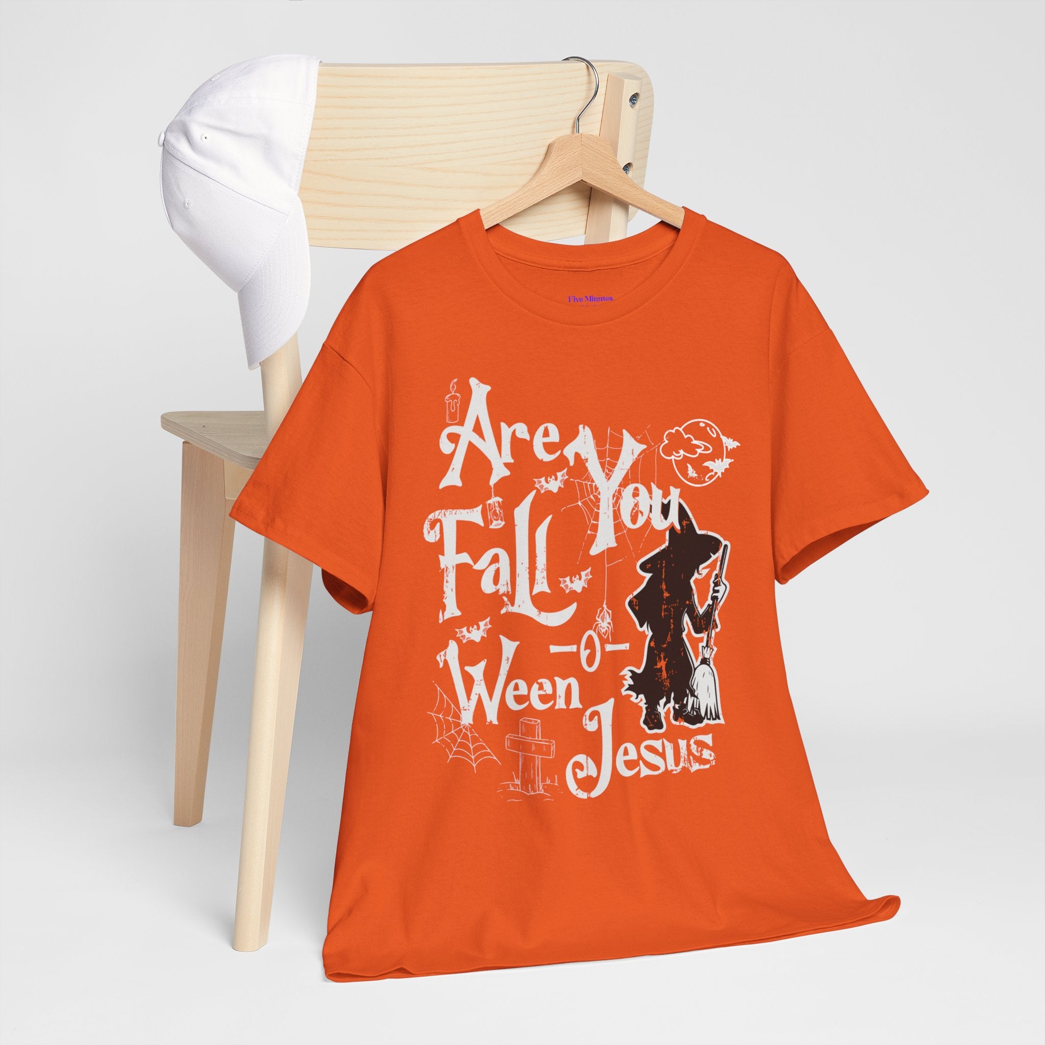 Fall-Themed Unisex Heavy Cotton Tee - Halloween, Jesus Celebration, Autumn Vibes, Casual Wear, Gift Idea