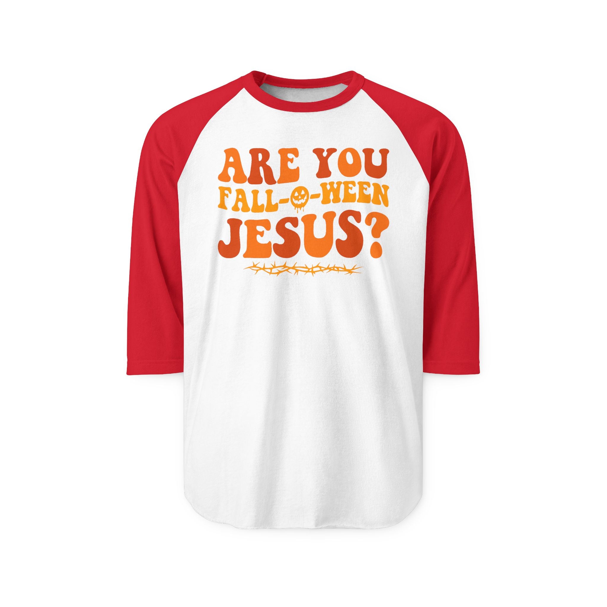 Halloween Jesus Raglan Shirt, Fall-Themed Apparel, Unisex Shirt, Funny Halloween Top, Holiday Outfit, Casual Costume
