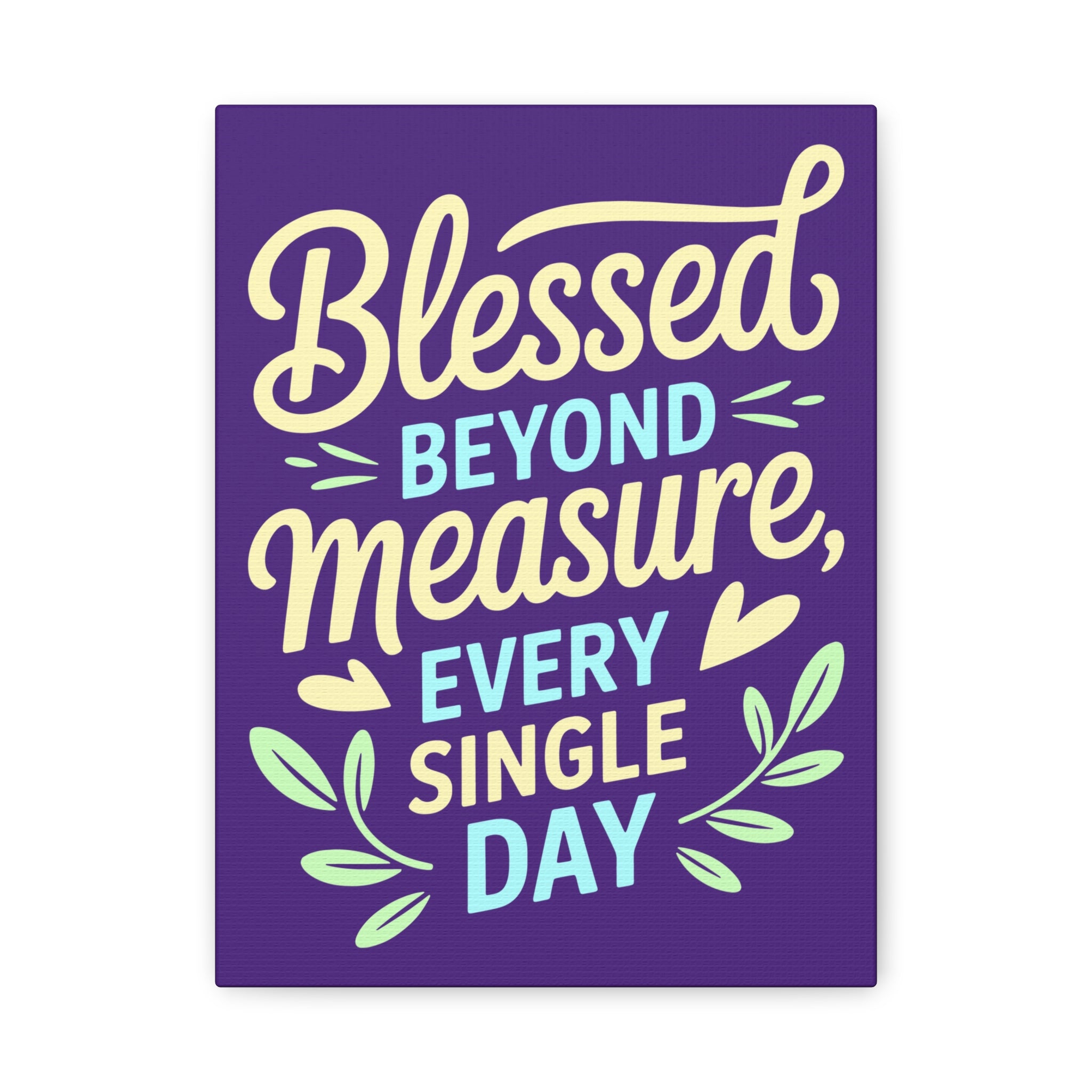 Purple Inspirational Wall Art, Blessed Beyond Measure Canvas, Uplifting Home Decor, Positive Quote Artwork, Gift for Friends & Family