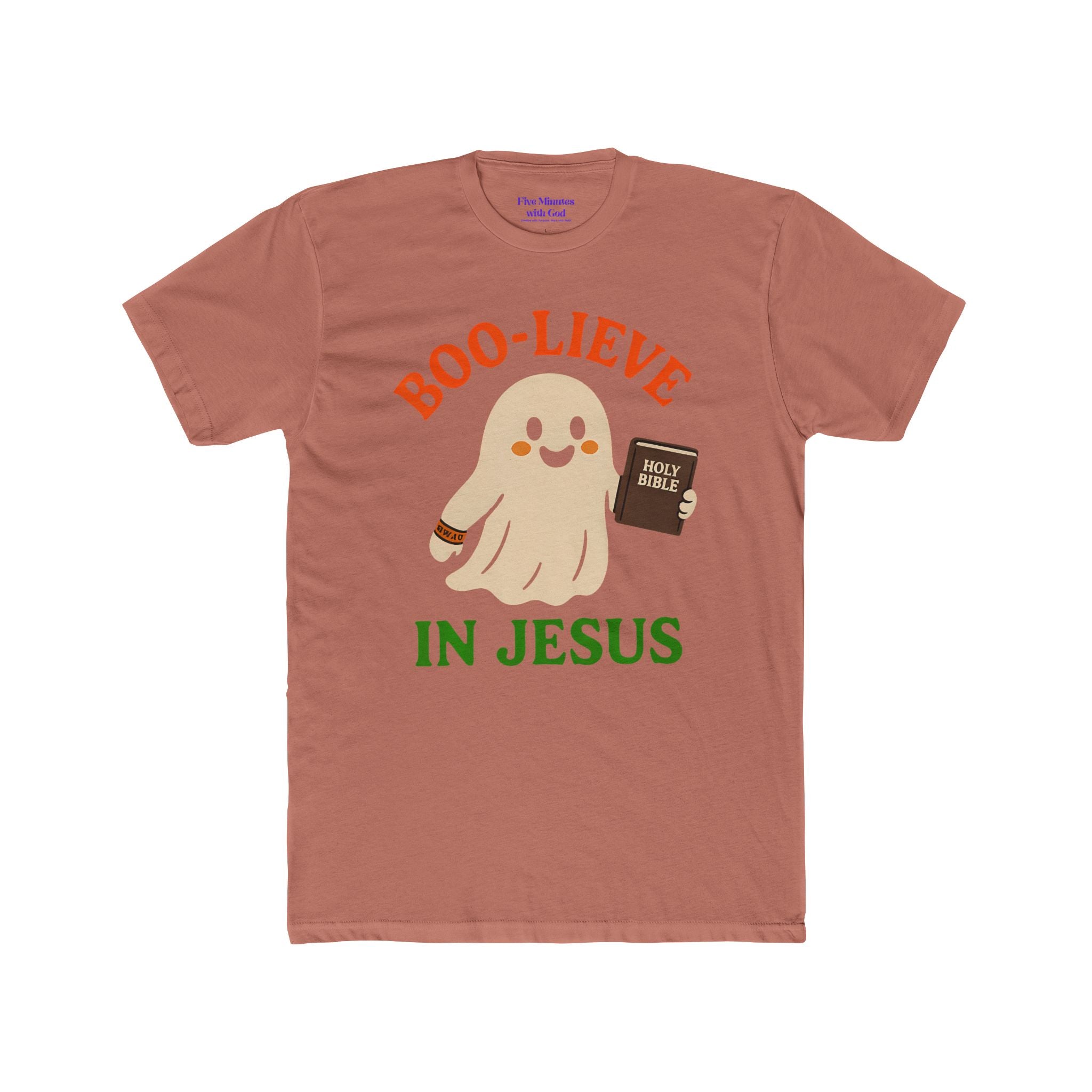 Boo-lieving Ghost Unisex Cotton Crew Tee, Halloween shirt, Jesus shirt, Christian apparel, spooky t-shirt, fun gift idea